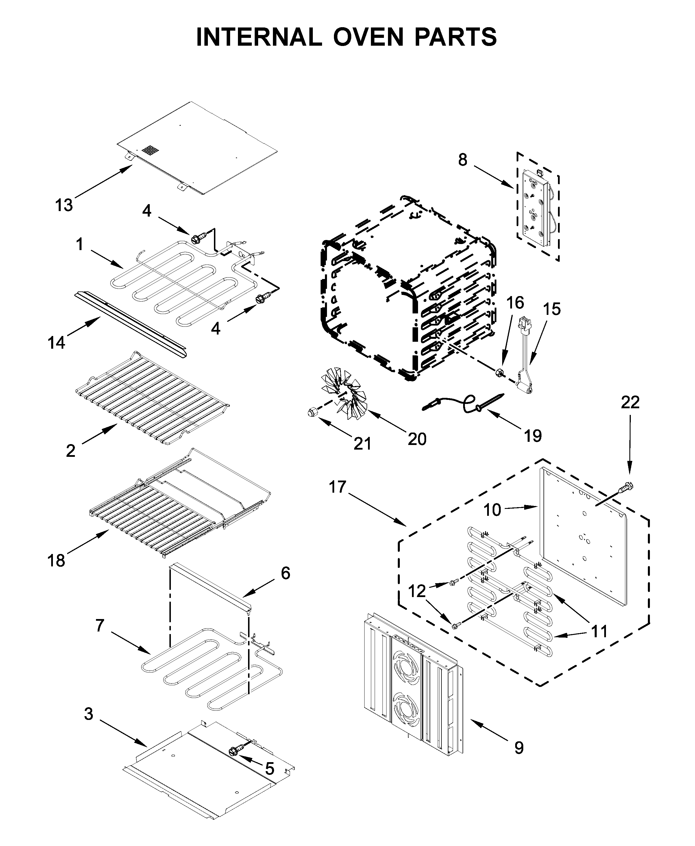 Jenn-Air JJW3430IL01 internal oven parts diagram