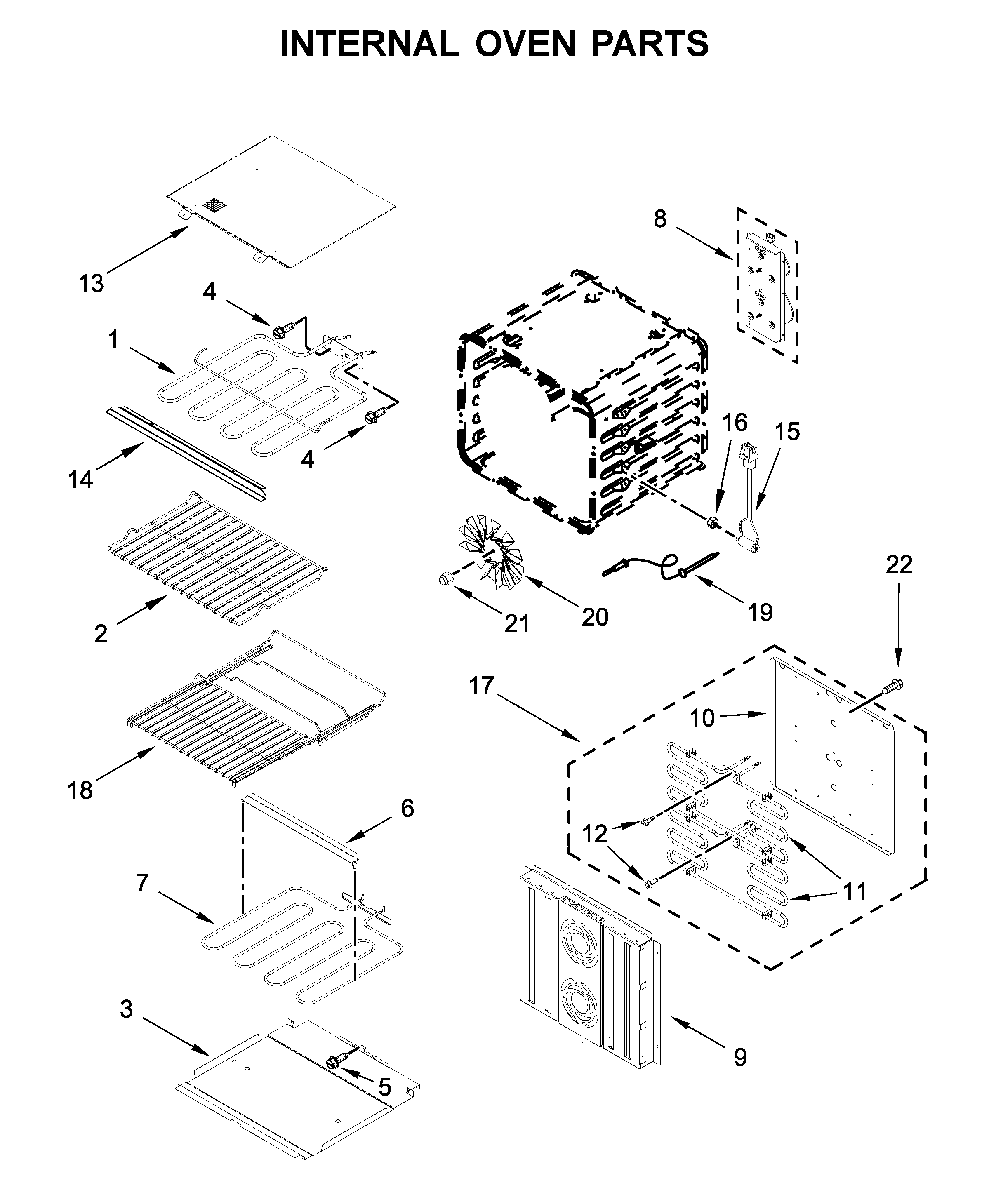 Jenn-Air JJW3830IM01 internal oven parts diagram