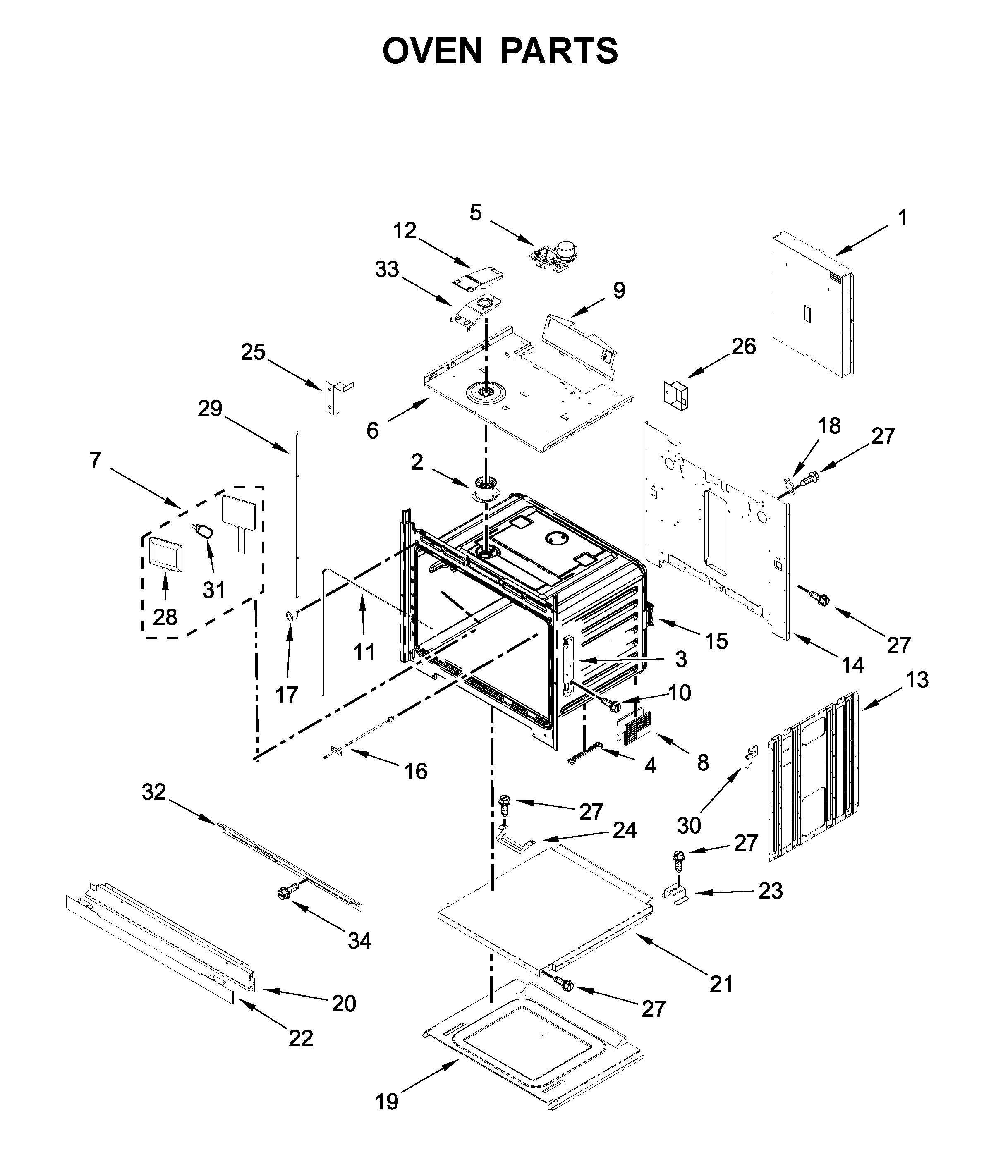 Jenn-Air JJW2427IL01 oven parts diagram