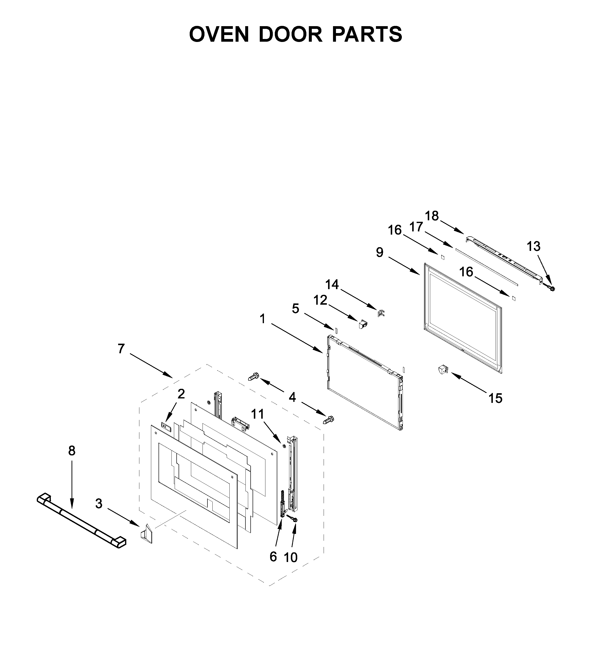 Jenn-Air JJW2427IL01 oven door parts diagram