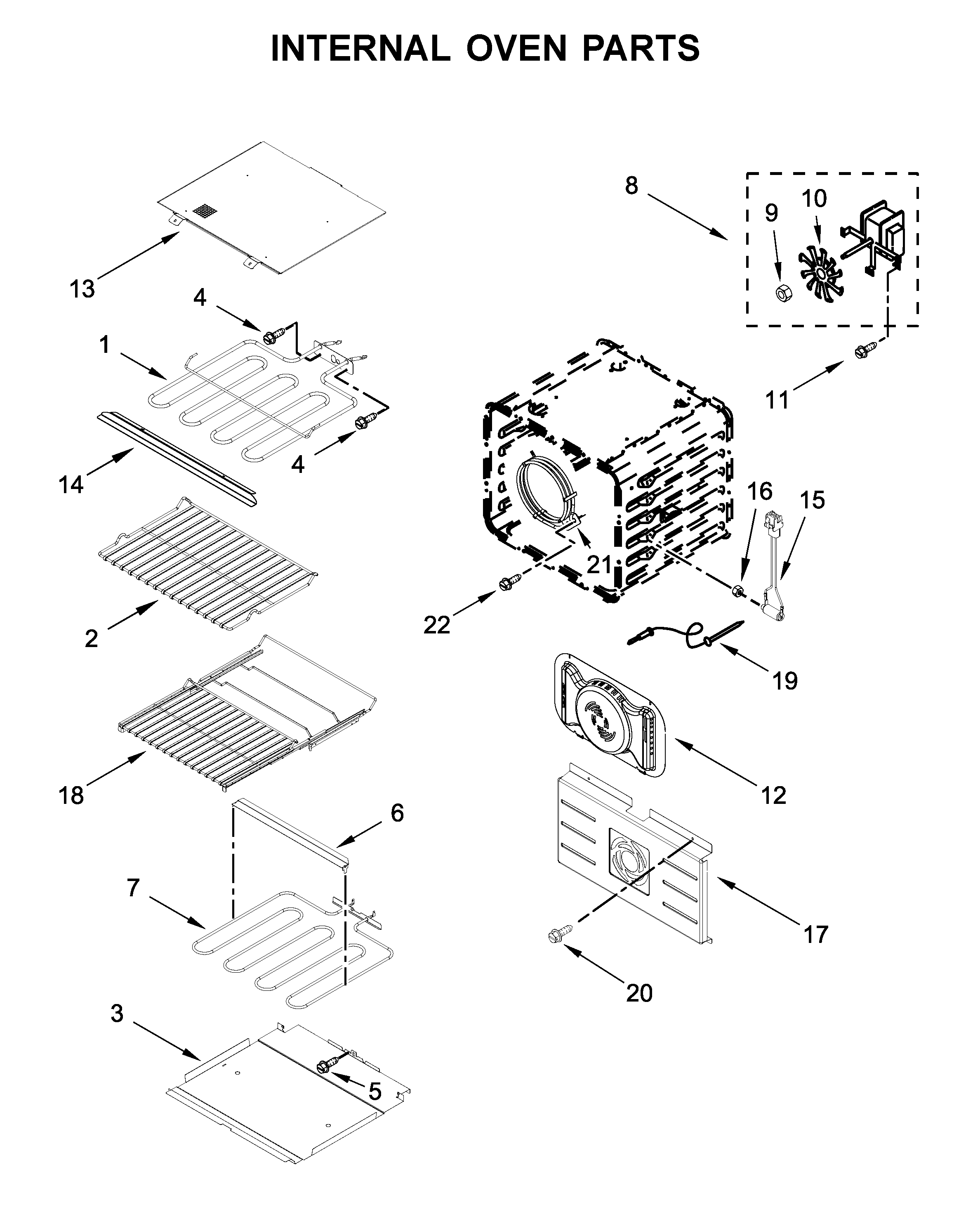 Jenn-Air JJW2427IL01 internal oven parts diagram