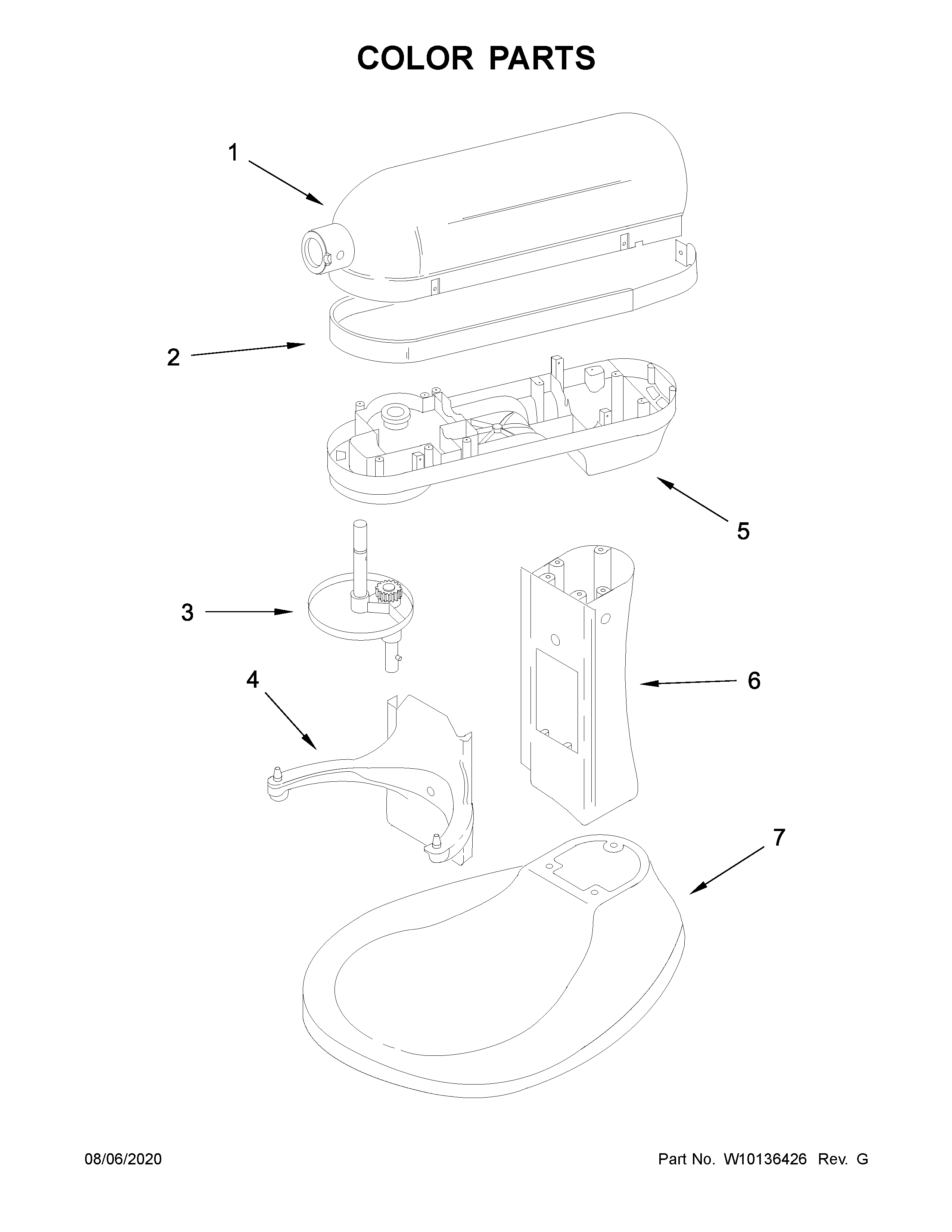 KitchenAid KV25G0XQWW5 color parts diagram
