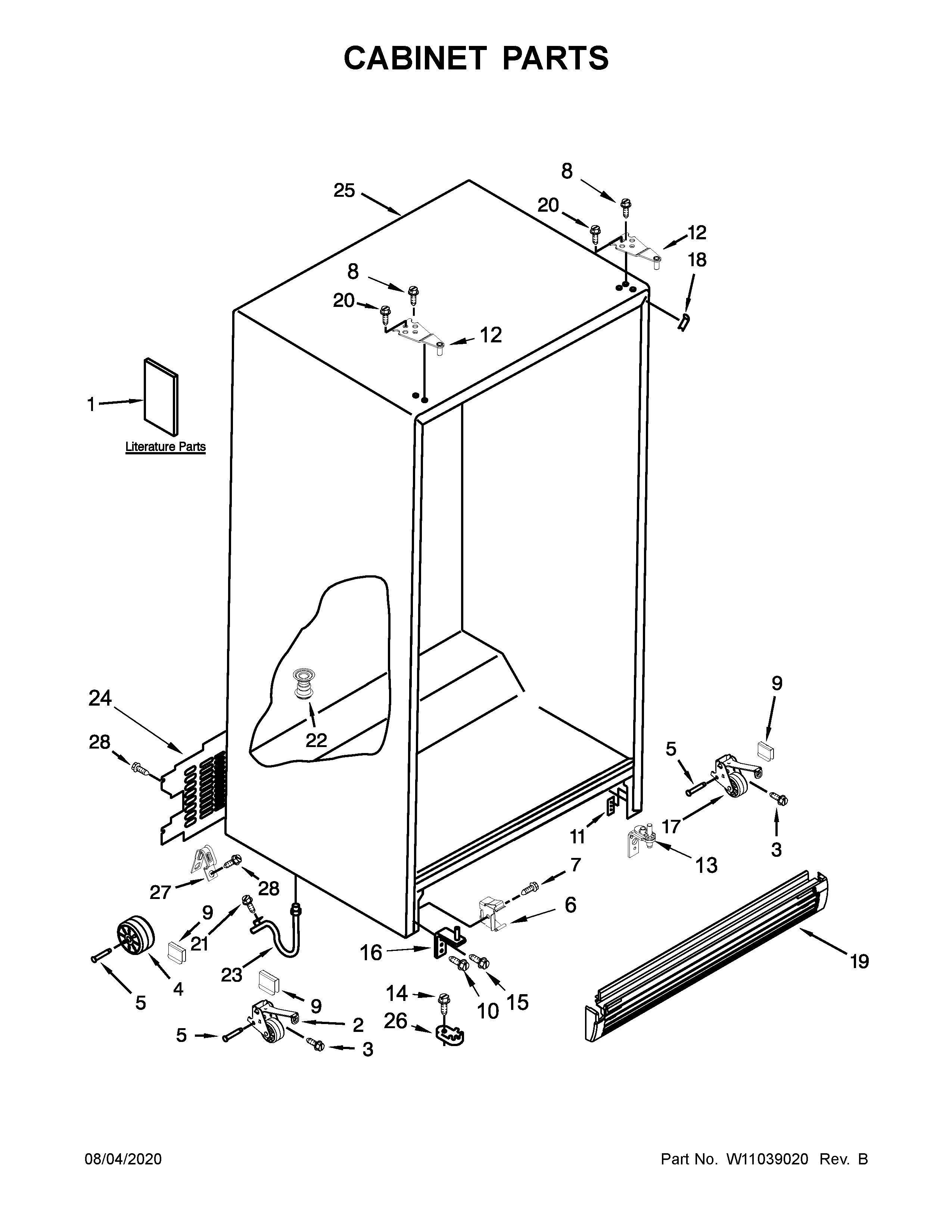 Whirlpool WRS322FNAW00 cabinet parts diagram