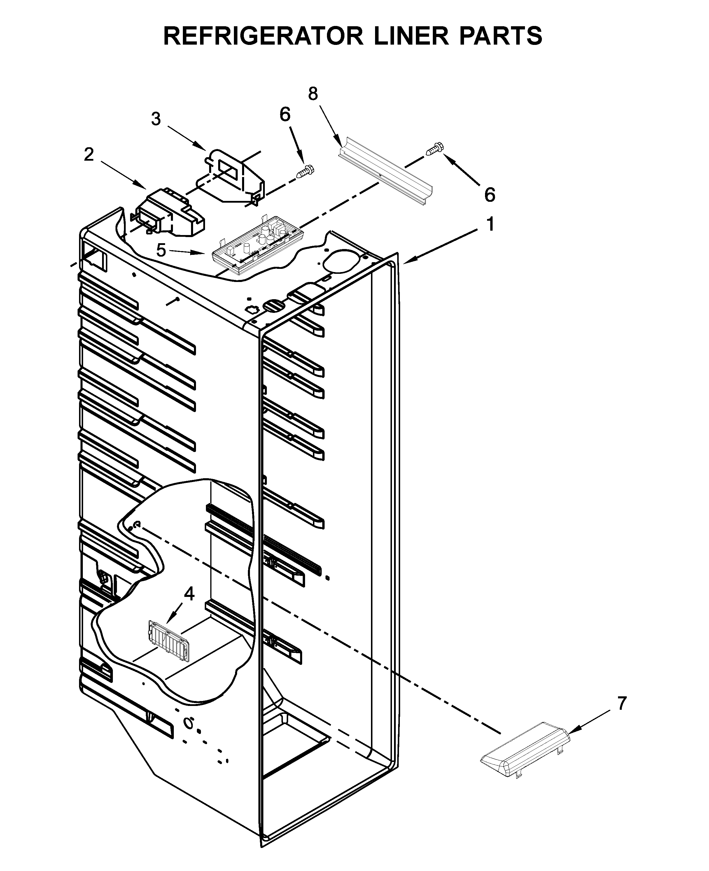 Whirlpool WRS322FNAW00 refrigerator liner parts diagram