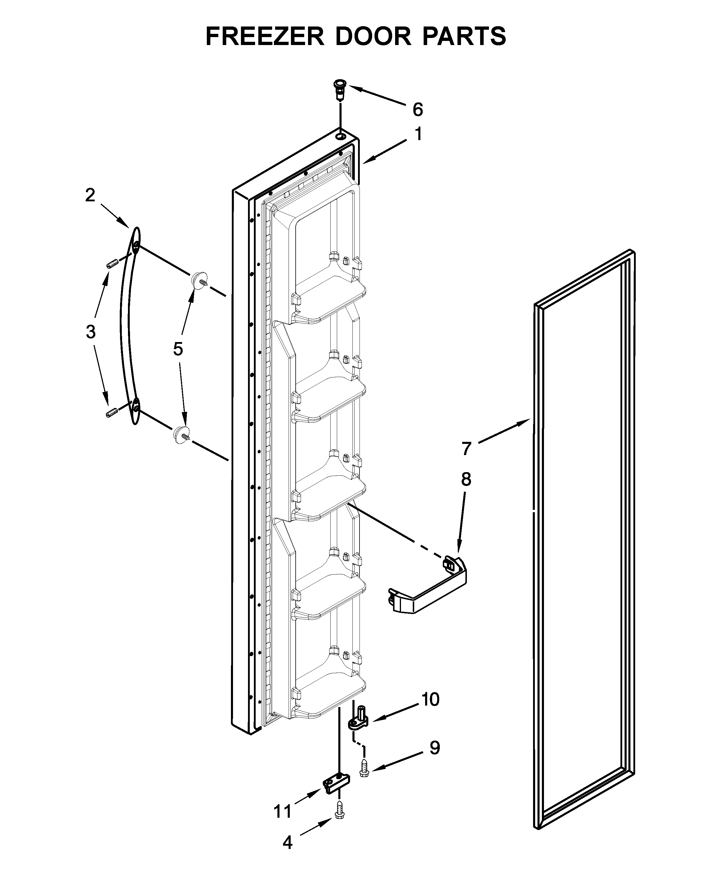 Whirlpool WRS322FNAW00 freezer door parts diagram