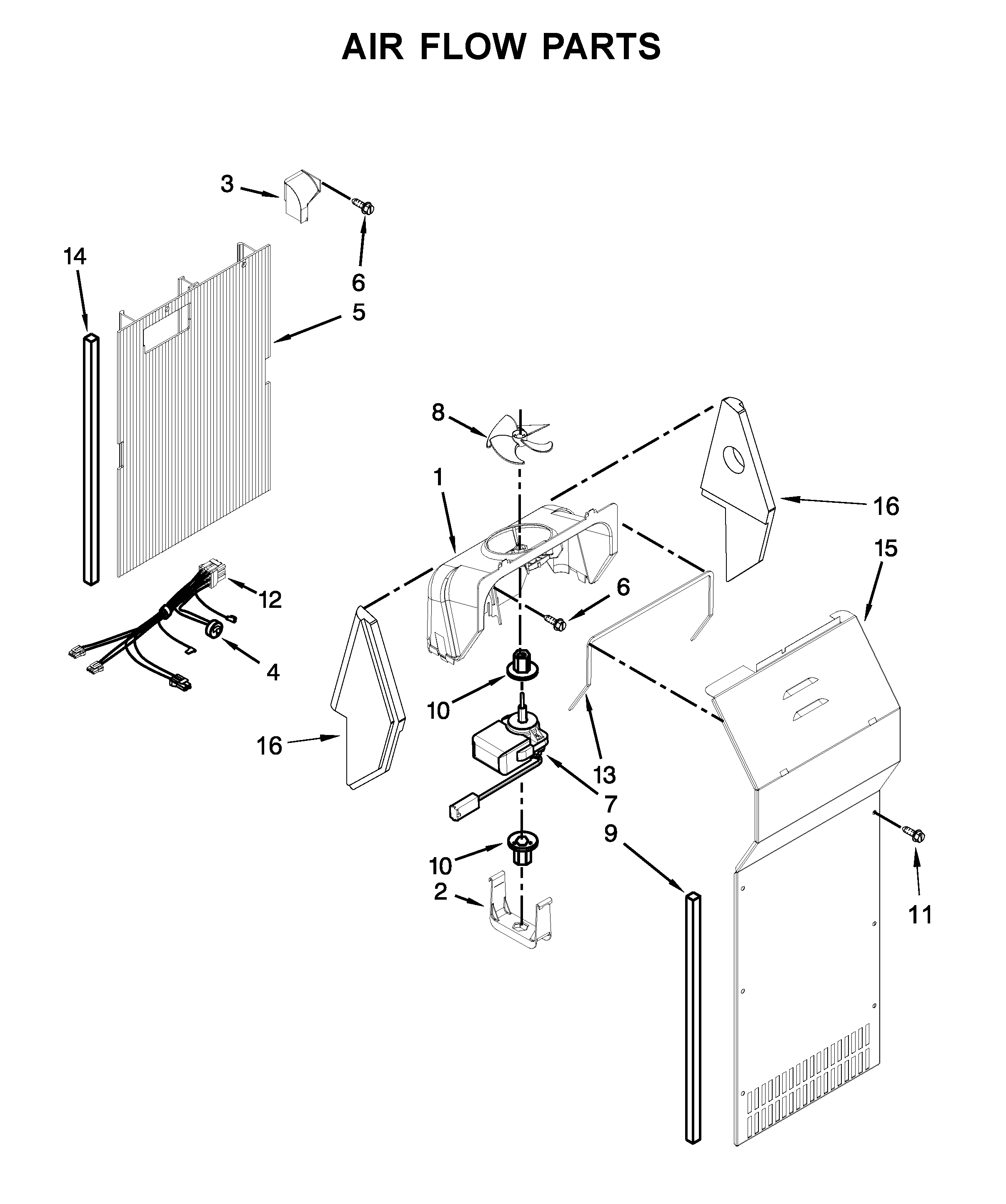 Whirlpool WRS322FNAW00 air flow parts diagram