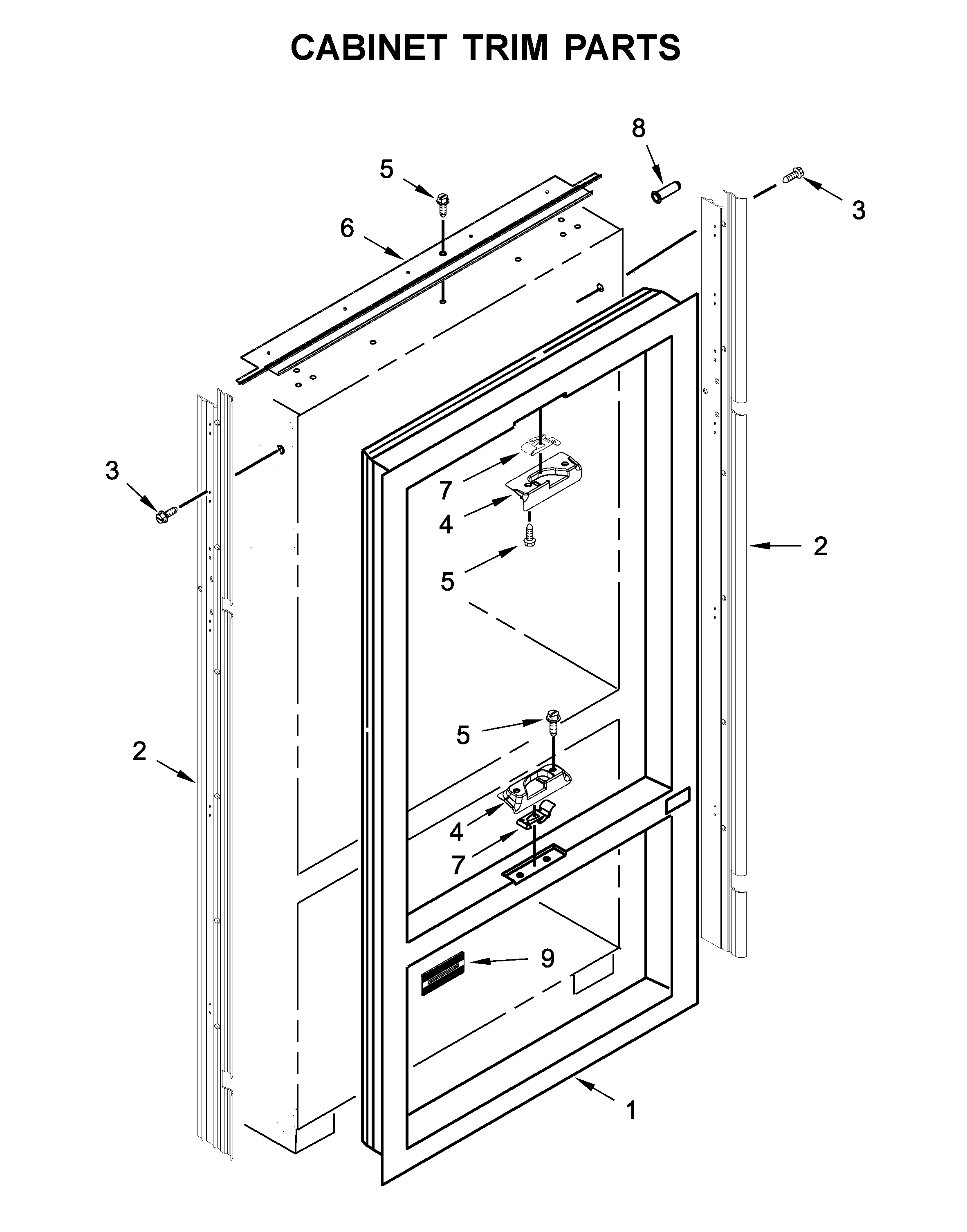 KitchenAid KBFN502ESS02 cabinet trim parts diagram