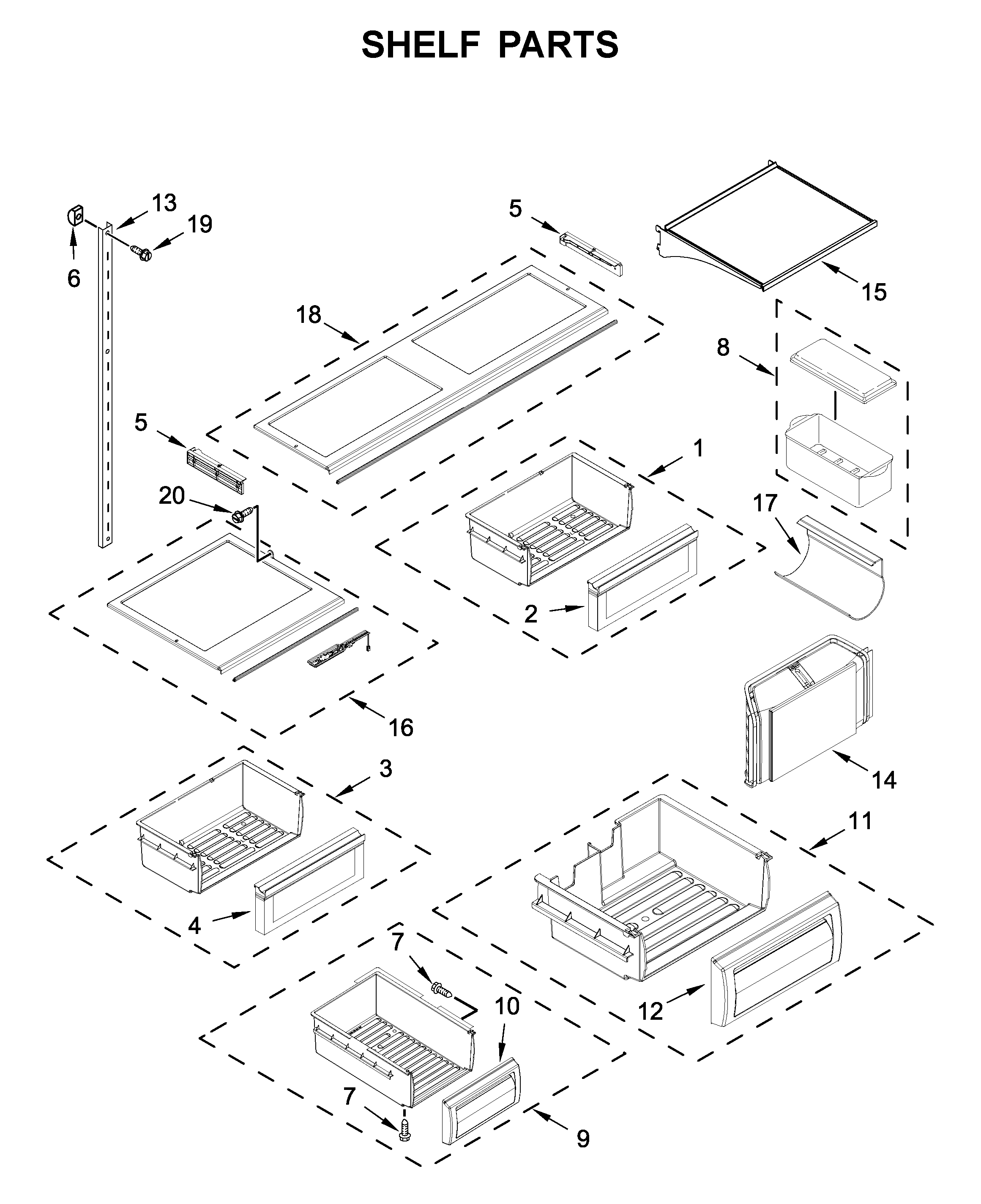 KitchenAid KBFN502ESS02 shelf parts diagram