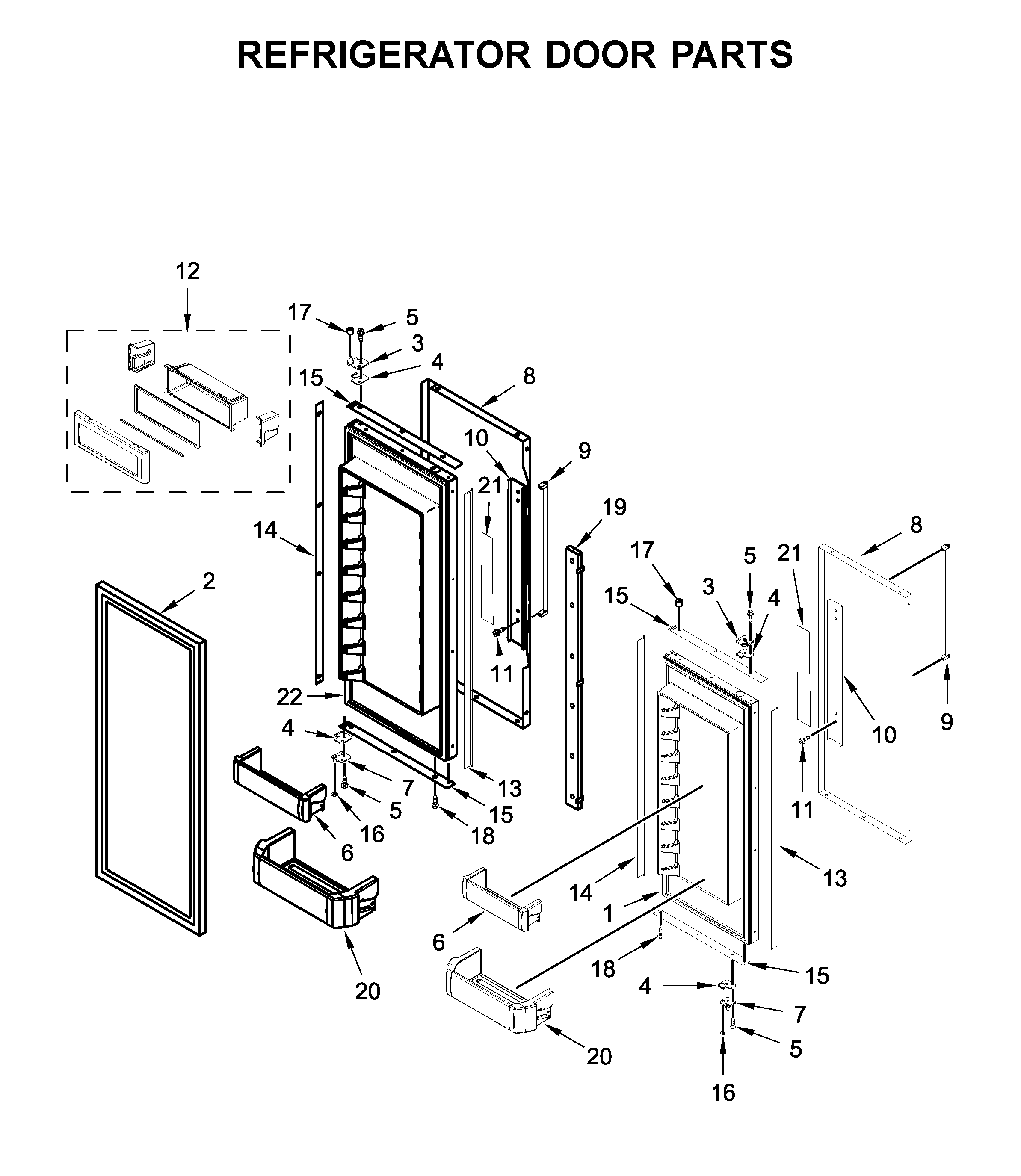 KitchenAid KBFN502ESS02 refrigerator door parts diagram