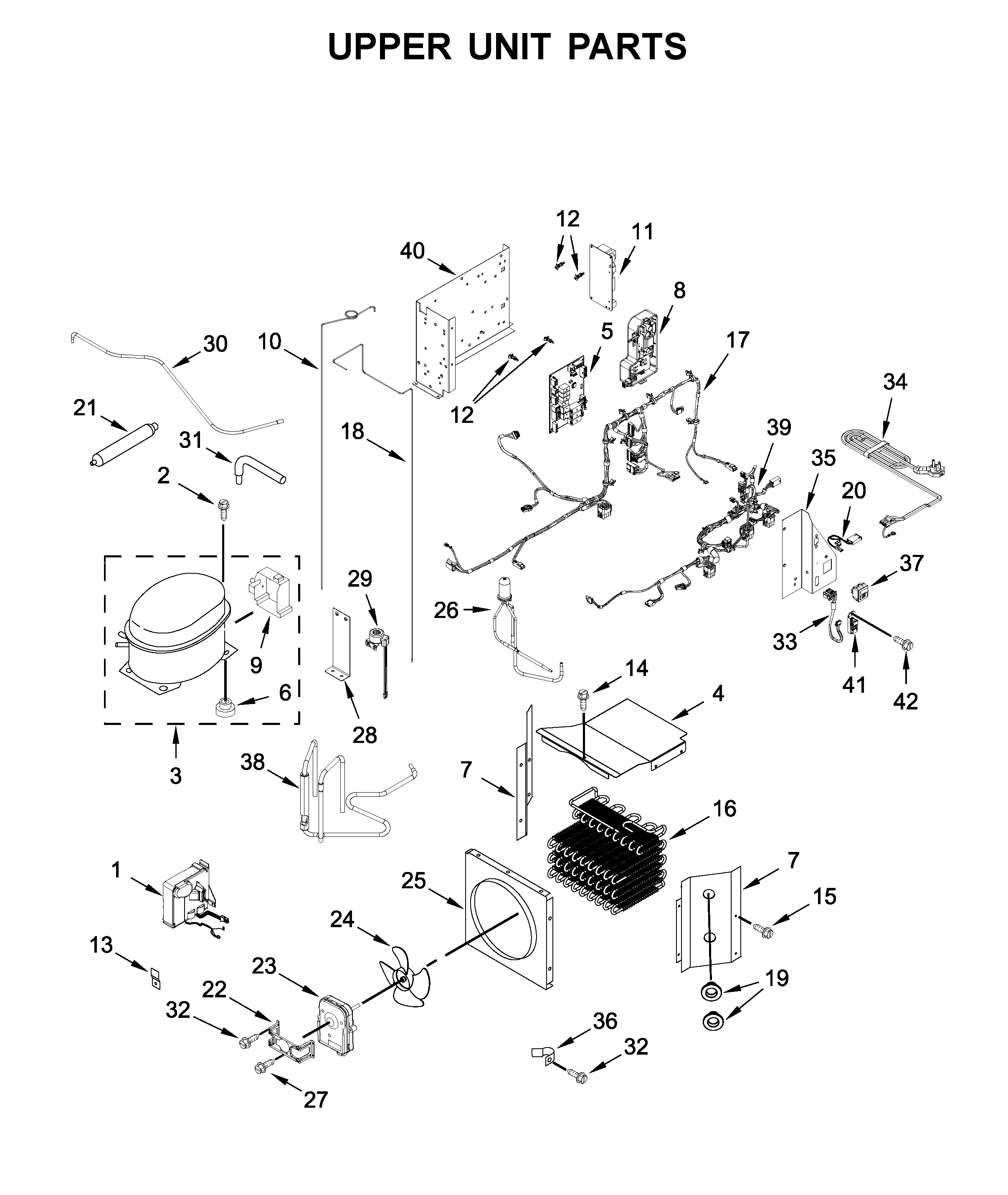 KitchenAid KBFN502ESS02 upper unit parts diagram