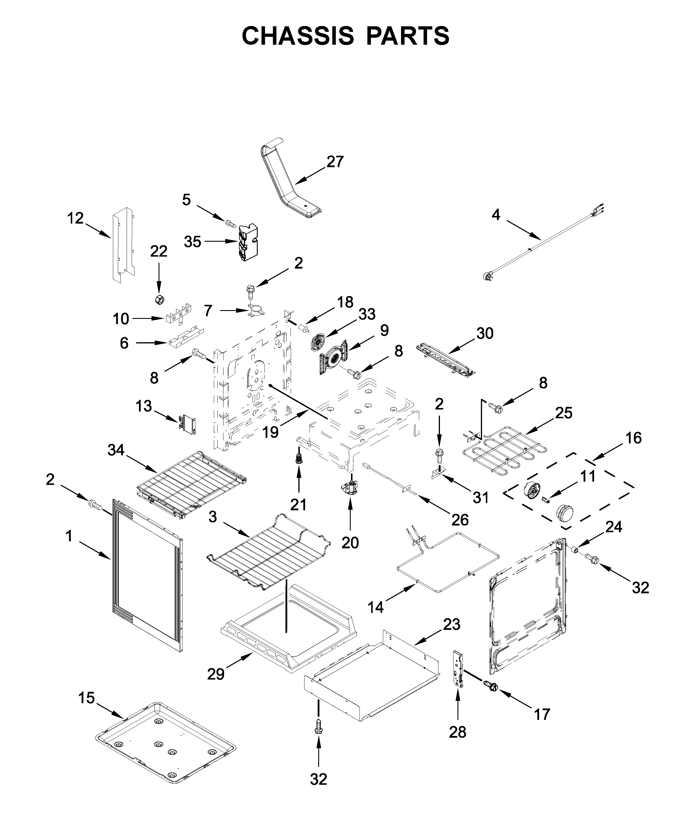 KitchenAid YKFEG500EWH4 chassis parts diagram