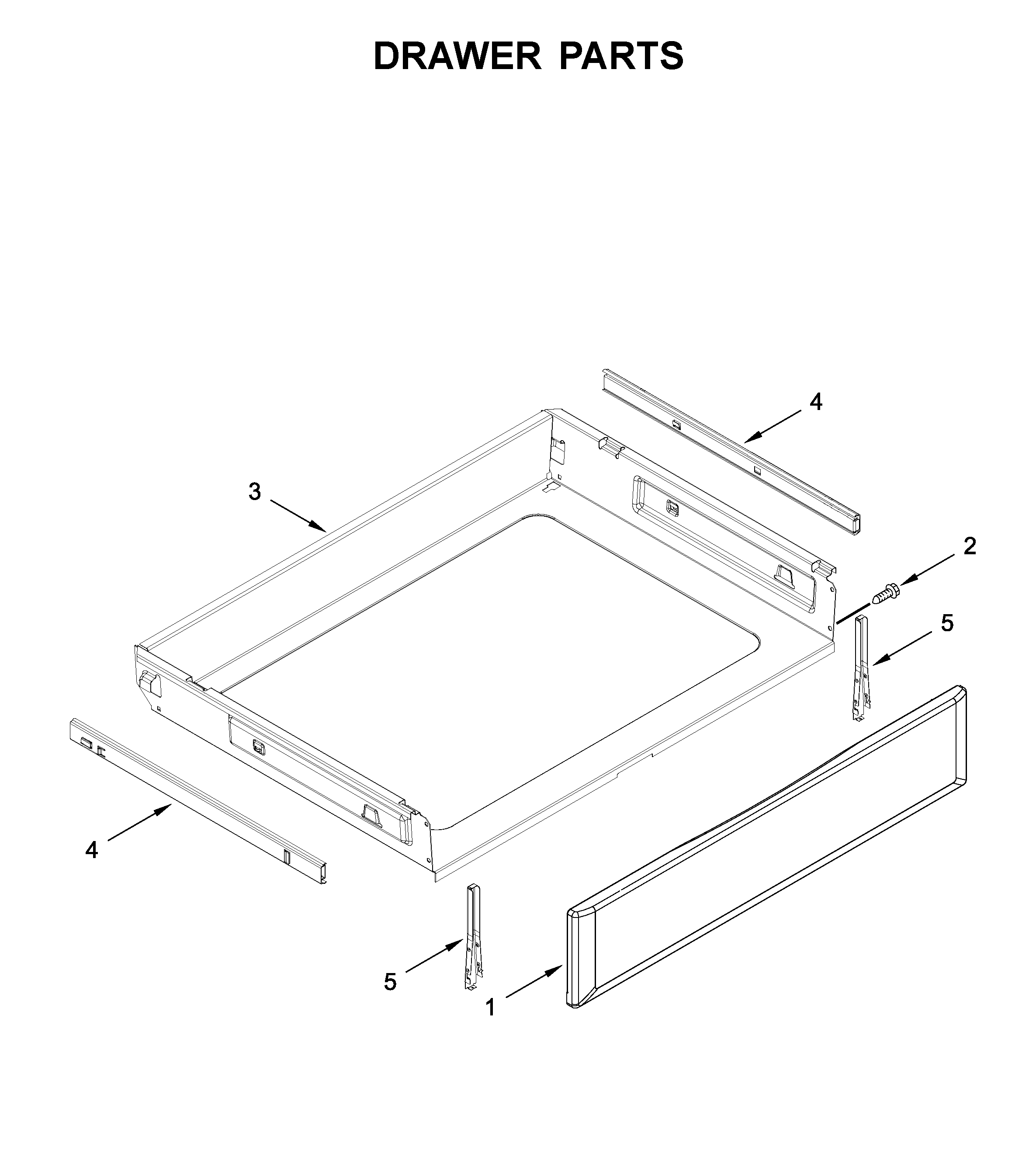 KitchenAid YKFEG500EWH4 drawer parts diagram