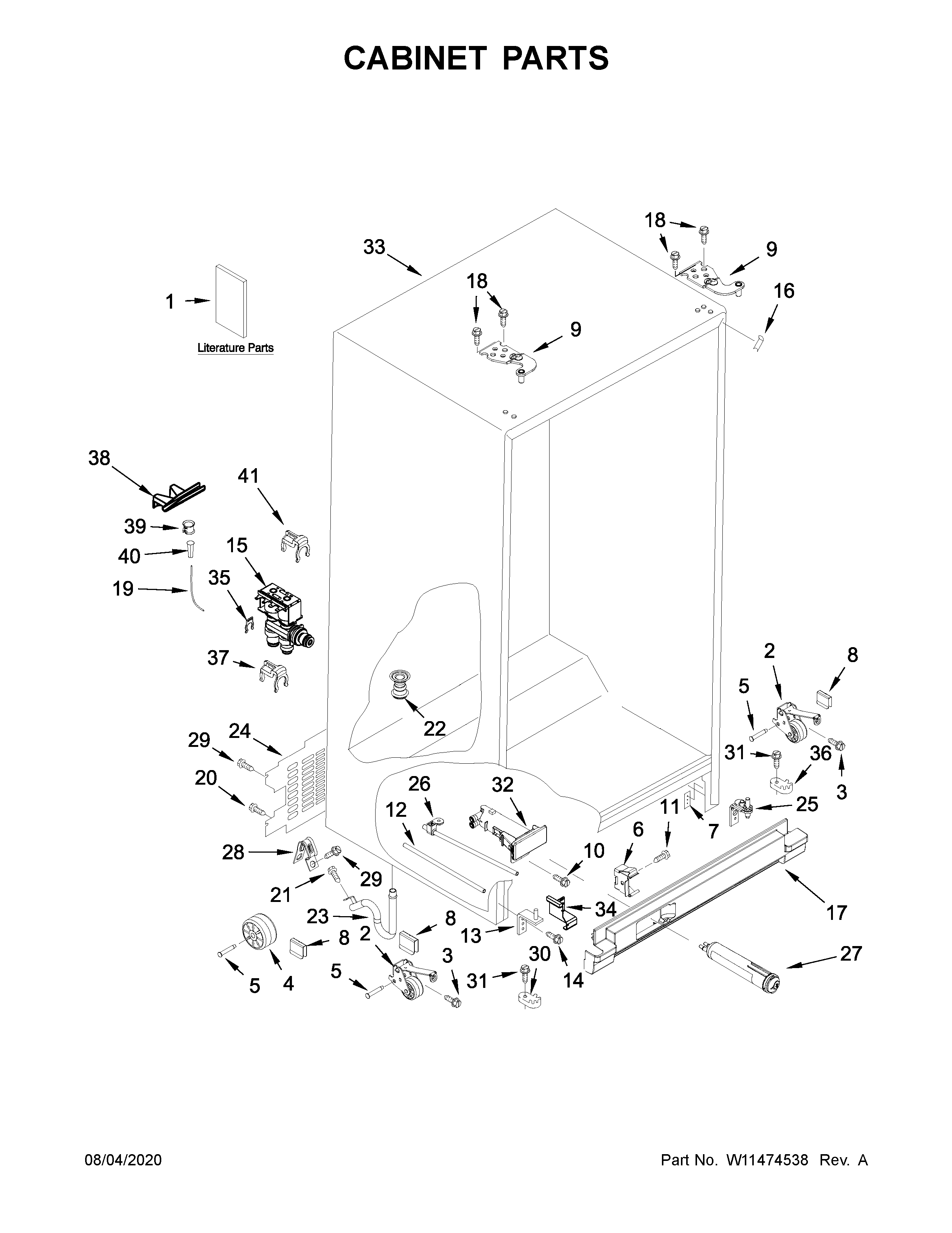 Whirlpool WRS331SDHM03 cabinet parts diagram