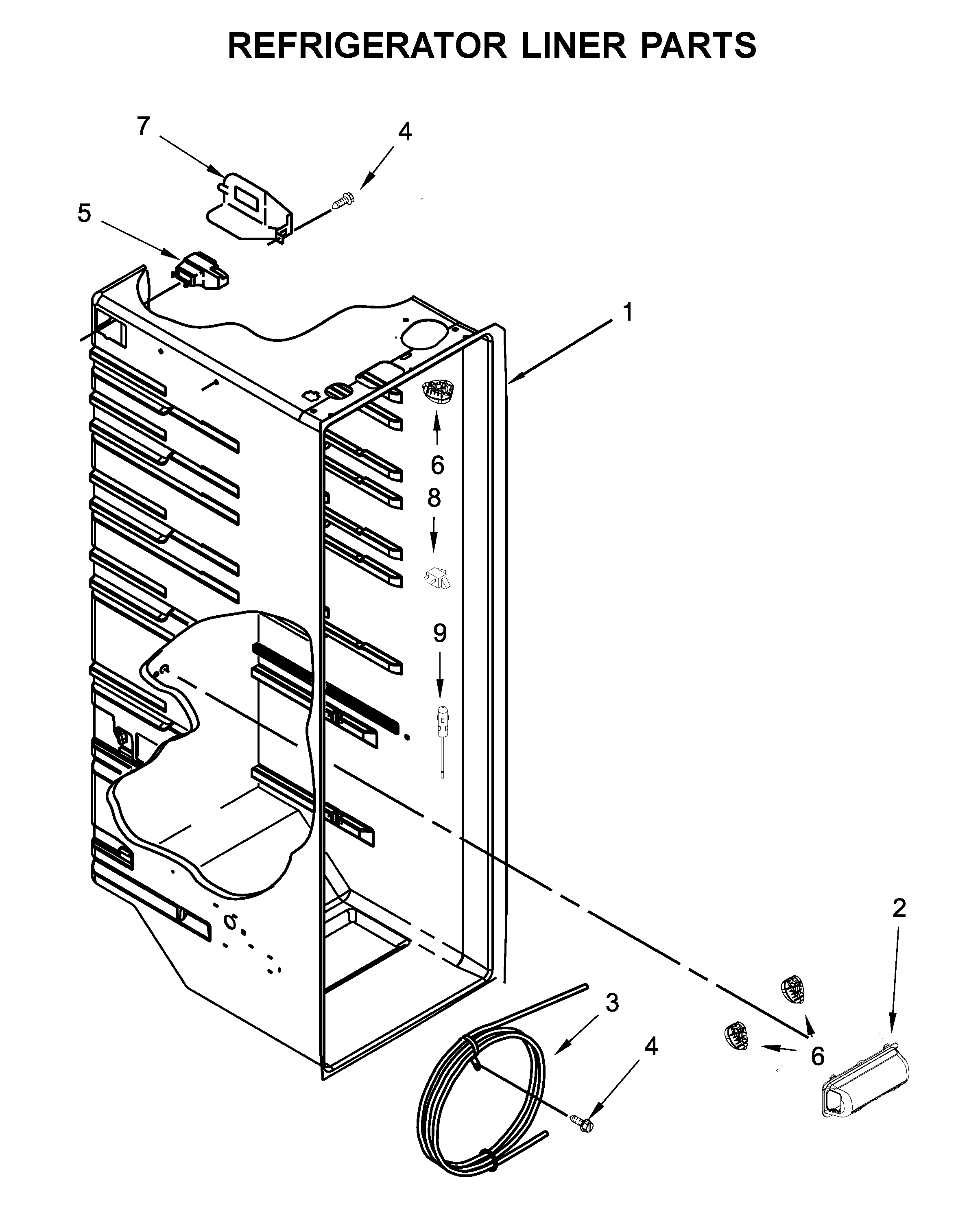 Whirlpool WRS331SDHM03 refrigerator liner parts diagram