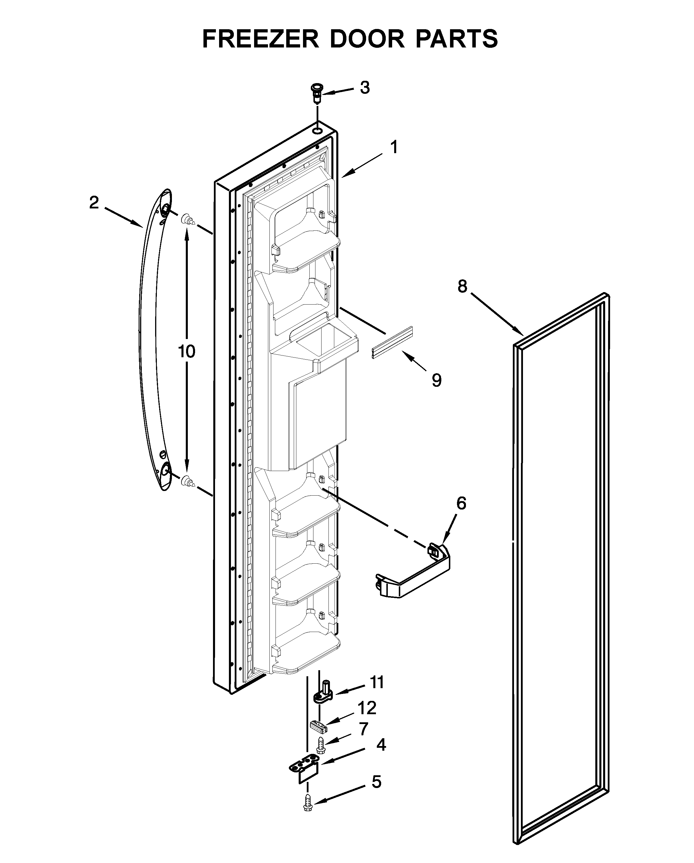Whirlpool WRS331SDHM03 freezer door parts diagram