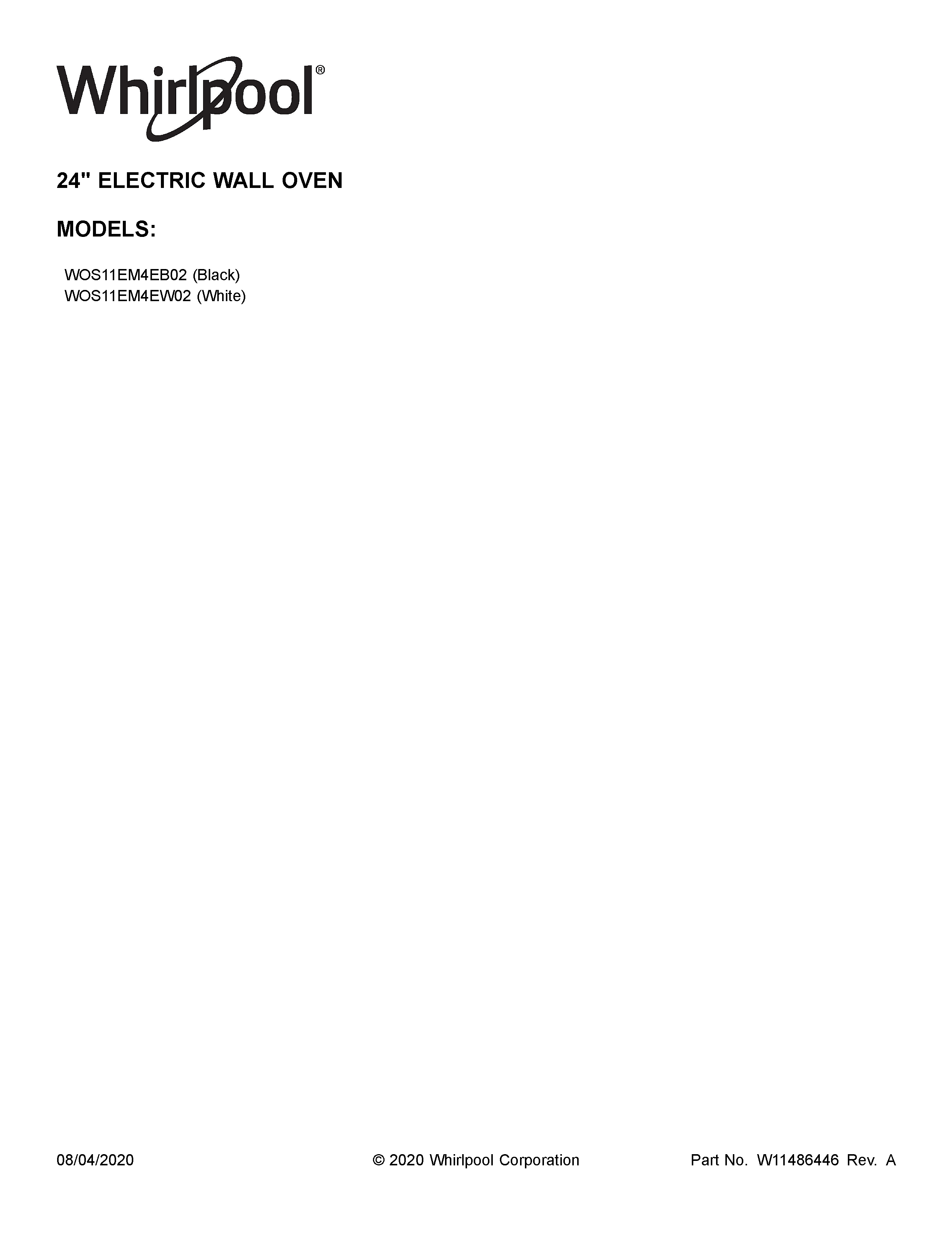 Whirlpool WOS11EM4EW02 cover sheet diagram