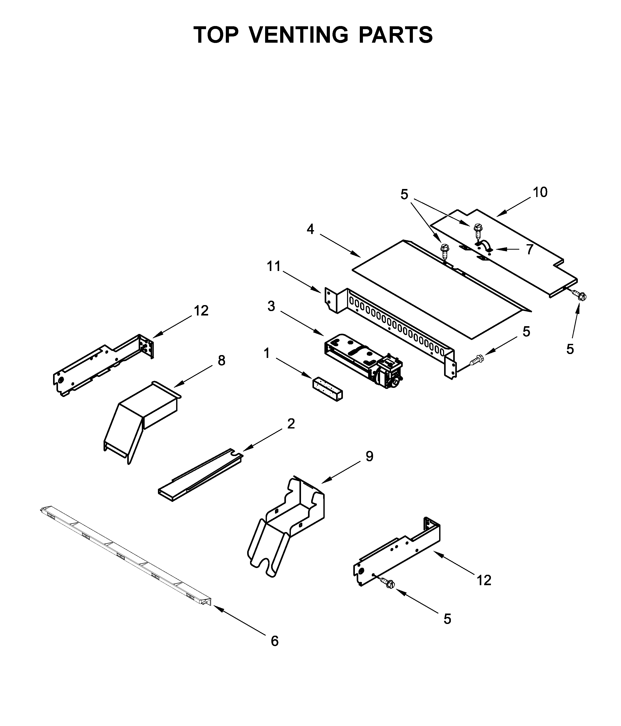 Whirlpool WOS11EM4EW02 top venting parts diagram
