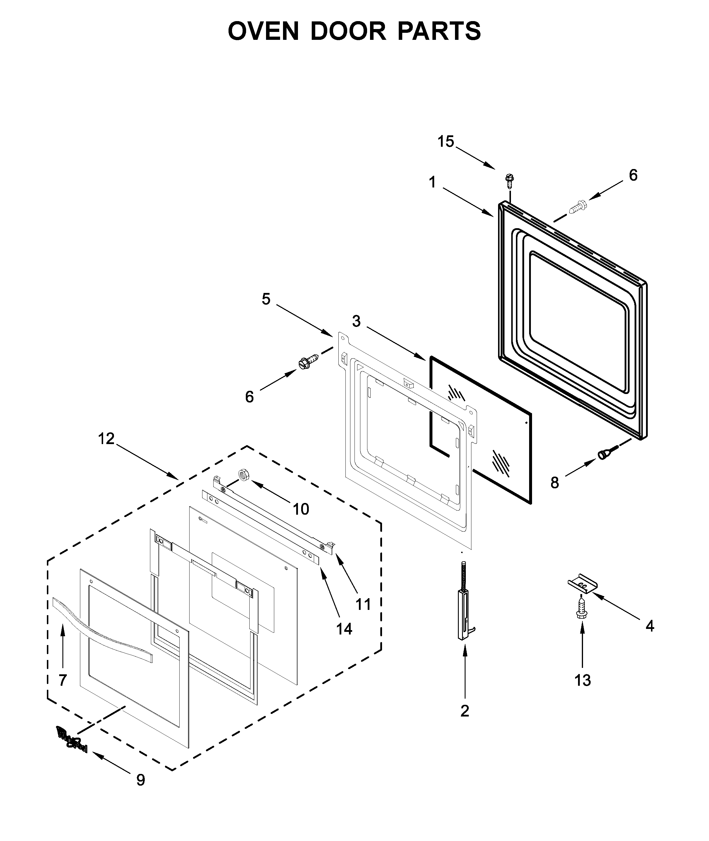Whirlpool WOS11EM4EW02 oven door parts diagram