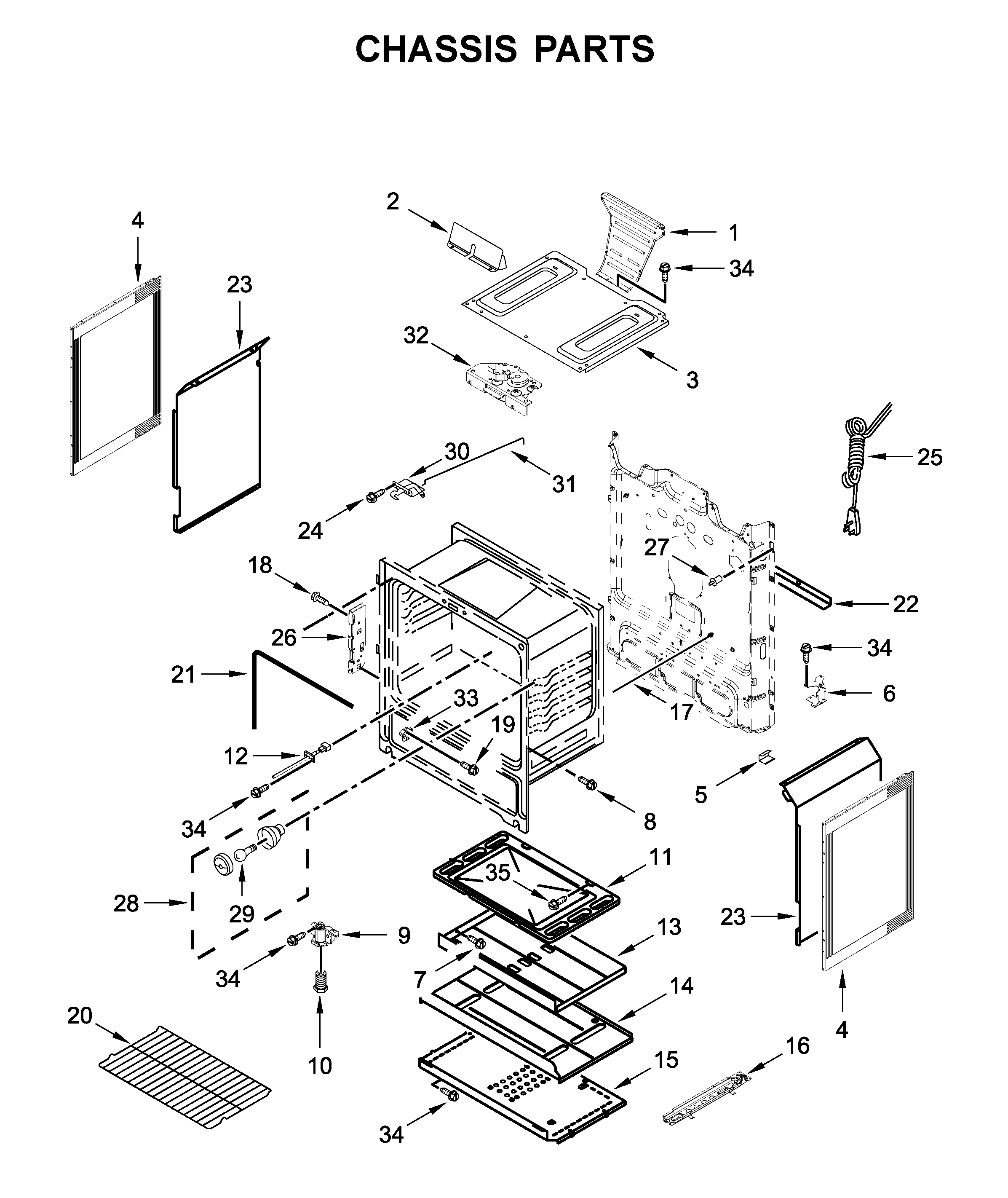 Whirlpool WFG515S0JB1 chassis parts diagram