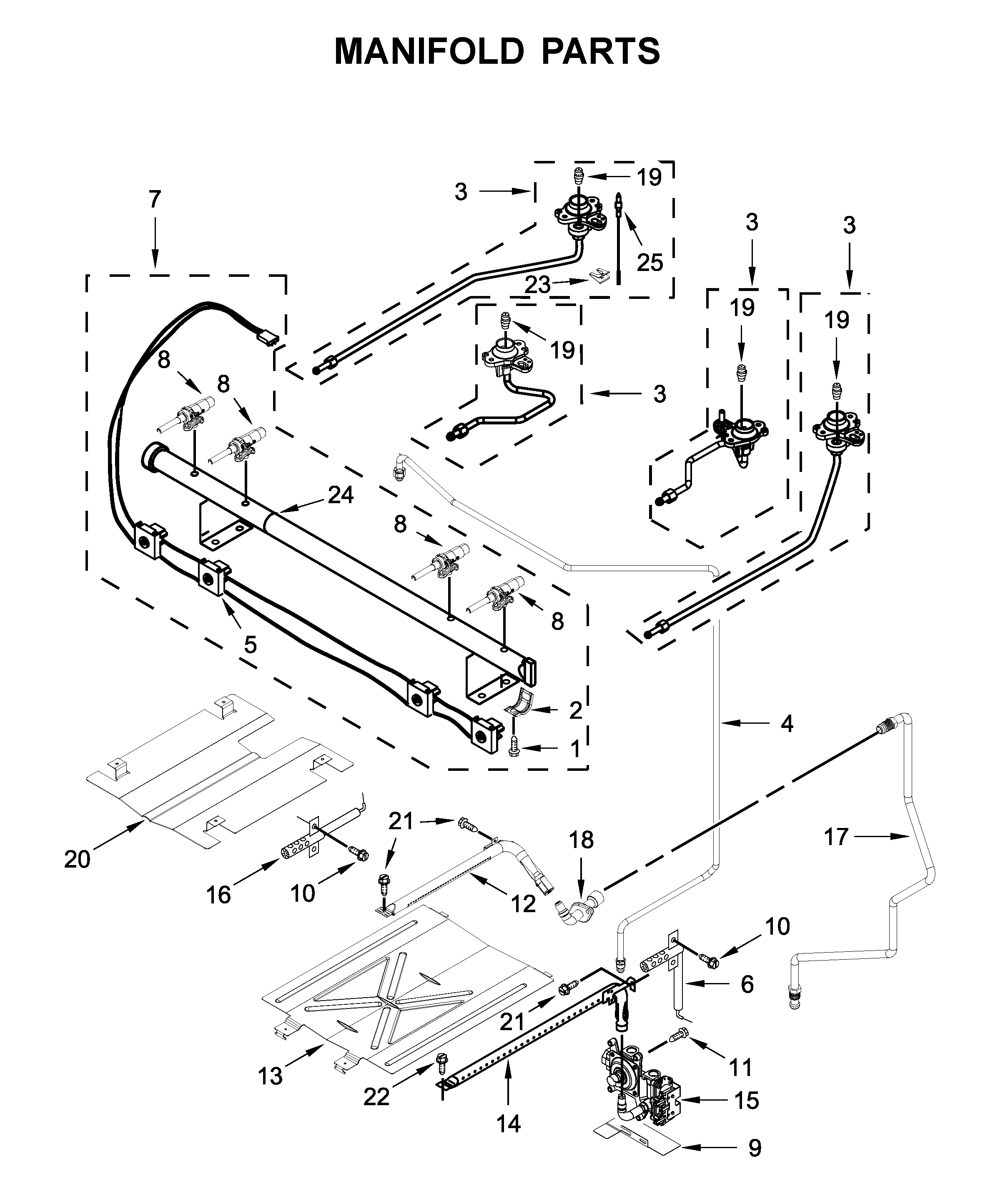 Whirlpool WFG515S0JB1 manifold parts diagram