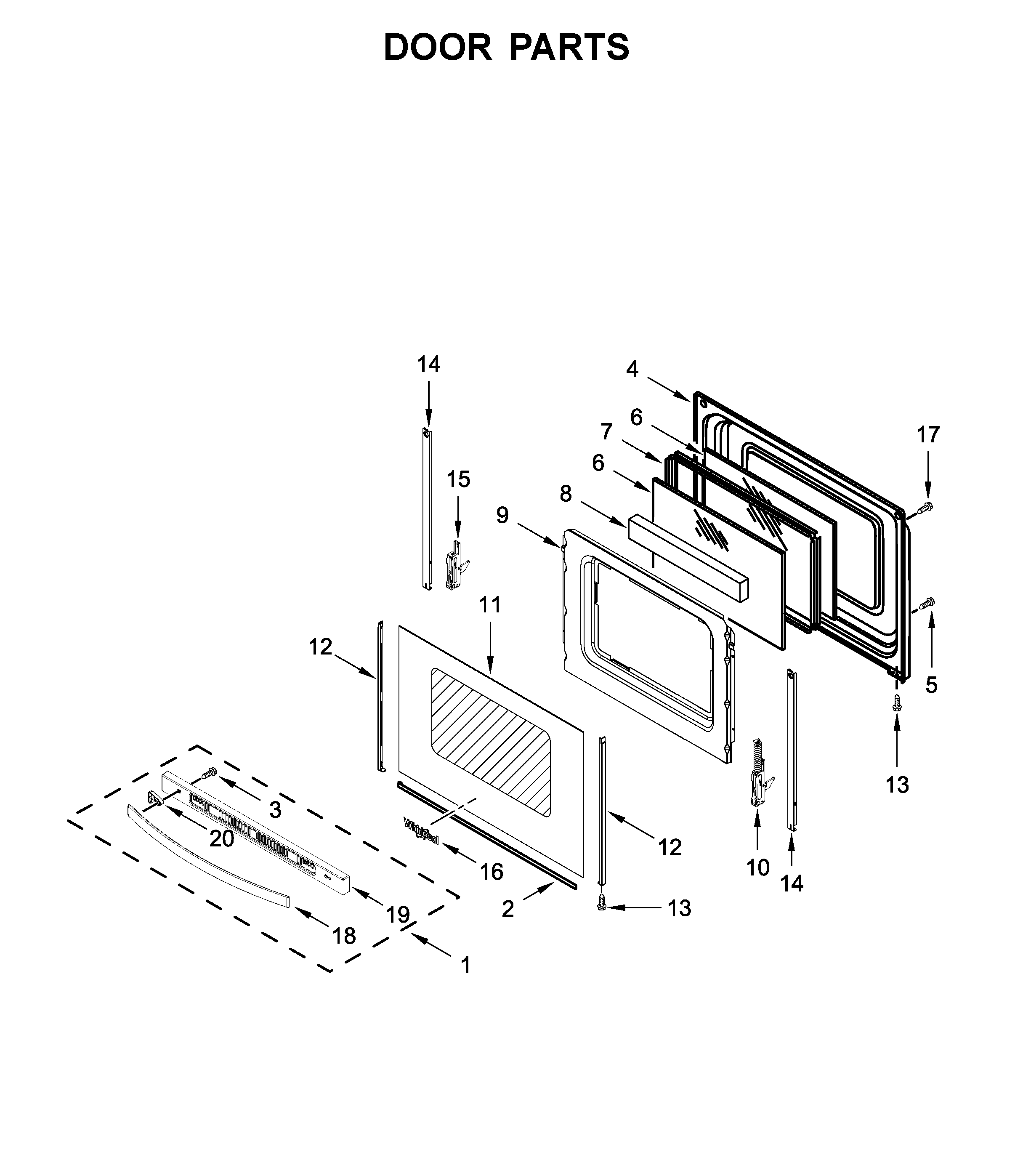 Whirlpool WFG515S0JB1 door parts diagram