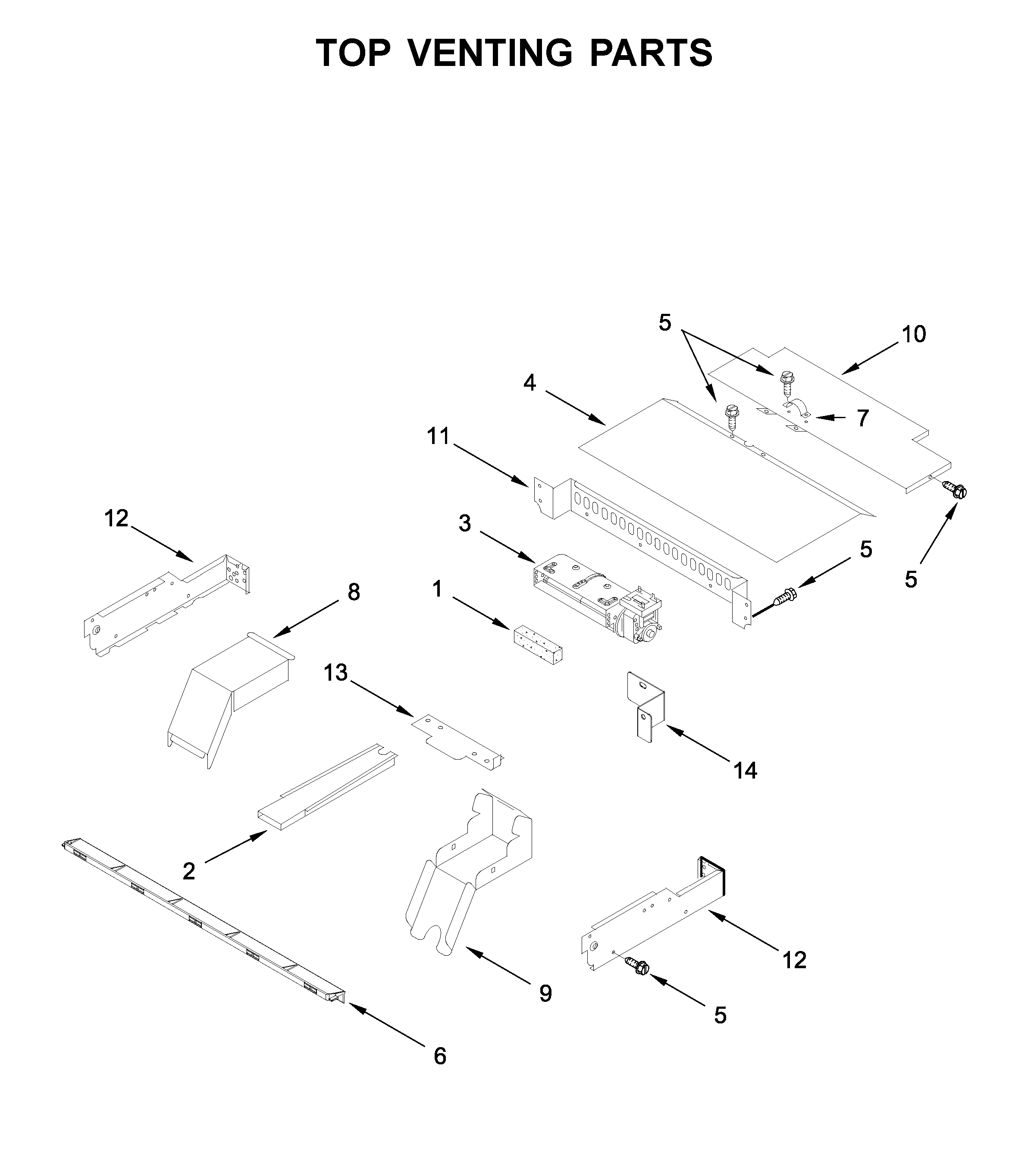 Whirlpool WOD51ES4EB02 top venting parts diagram