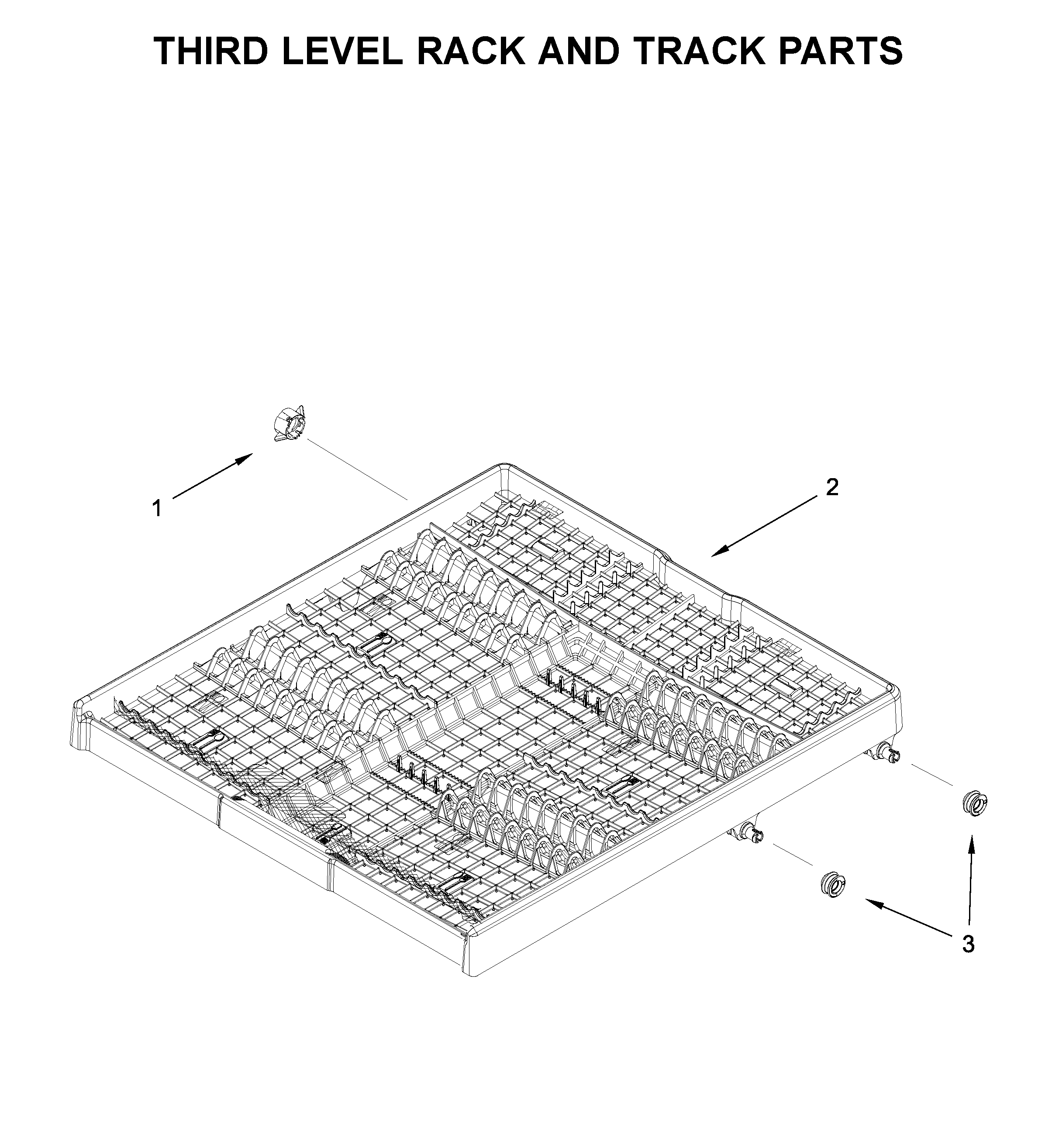 KitchenAid KDTE204KBS0 third level rack and track parts diagram