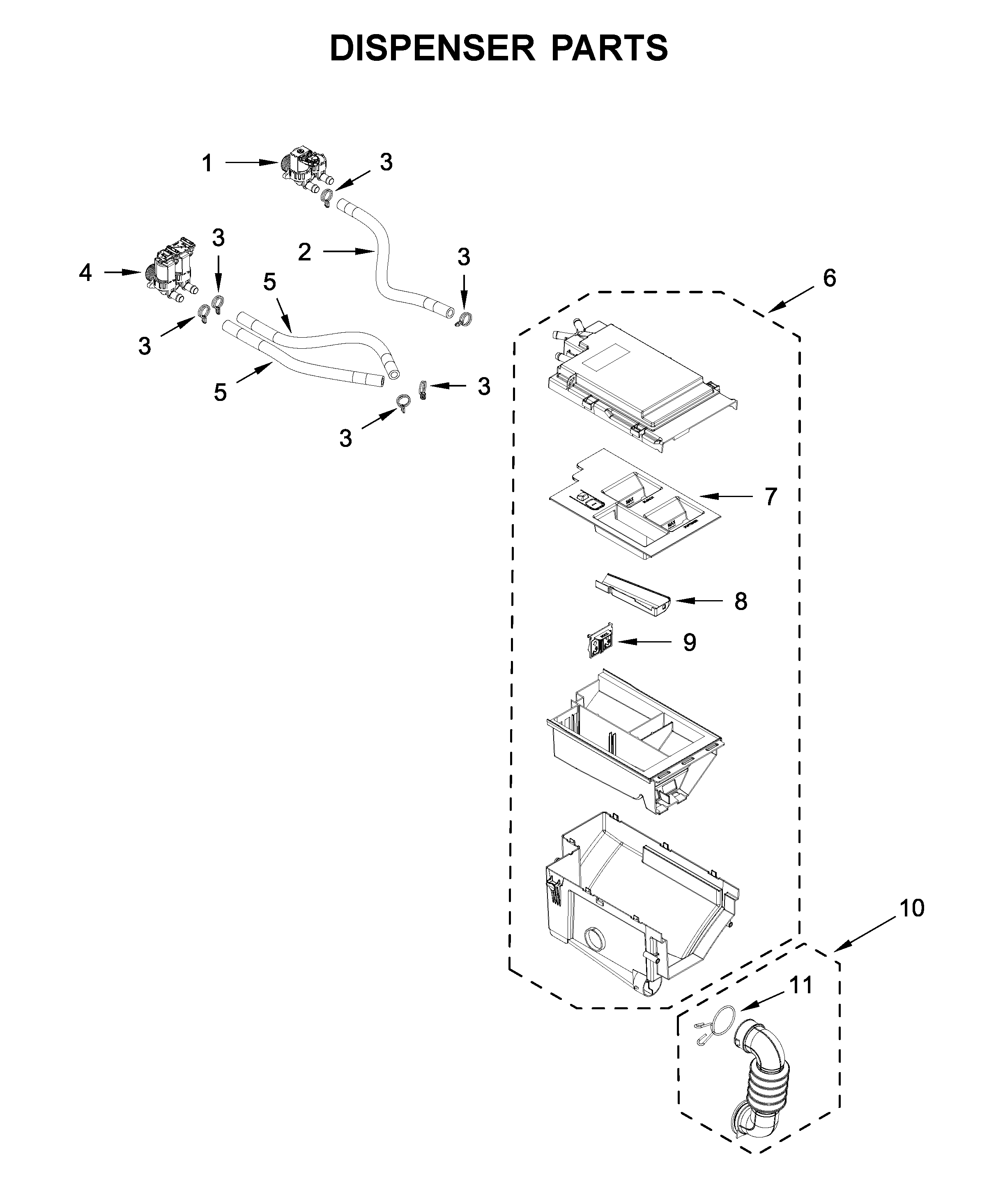 Whirlpool WFW9620HBK0 dispenser parts diagram