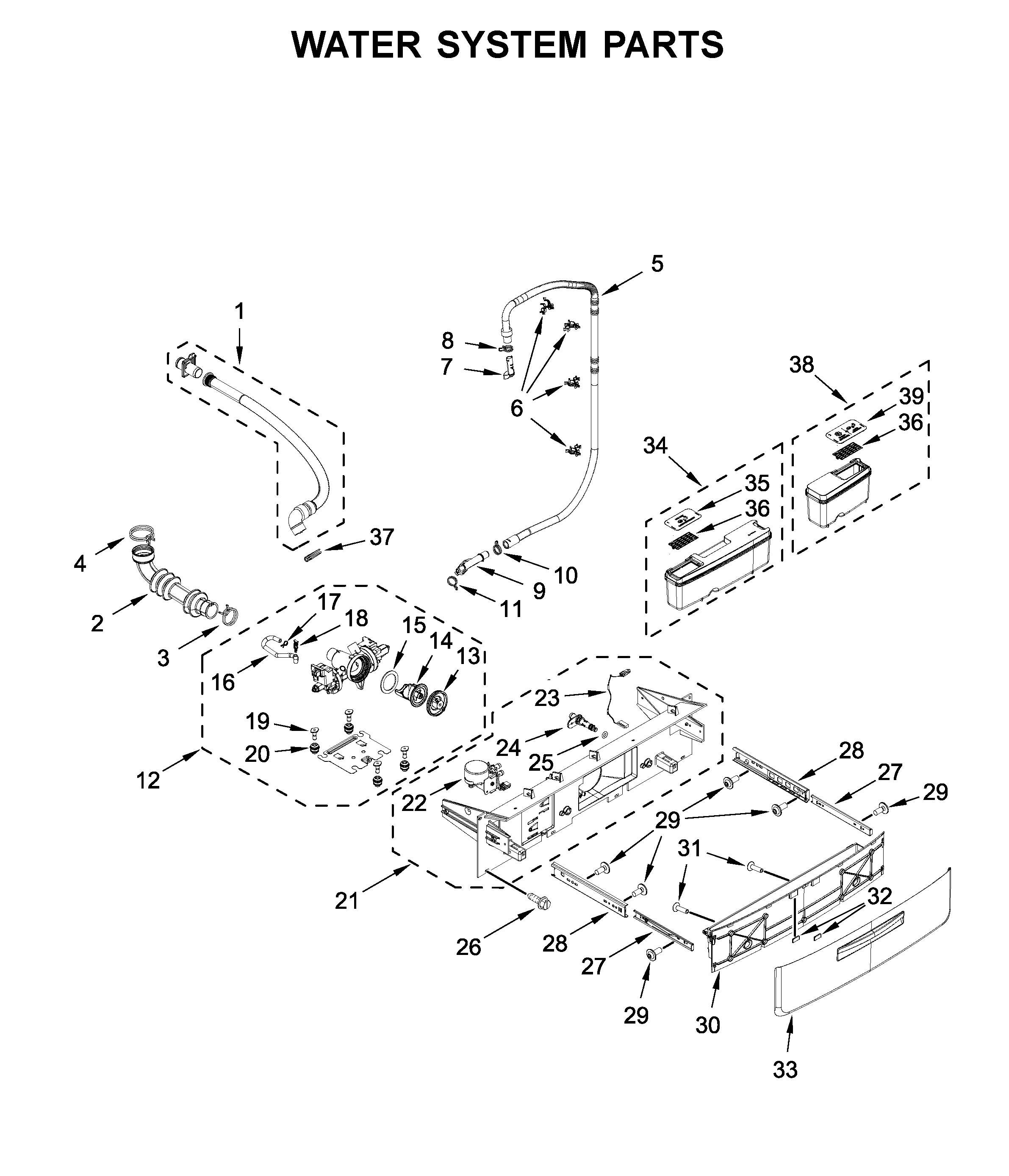 Whirlpool WFW9620HBK0 water system parts diagram