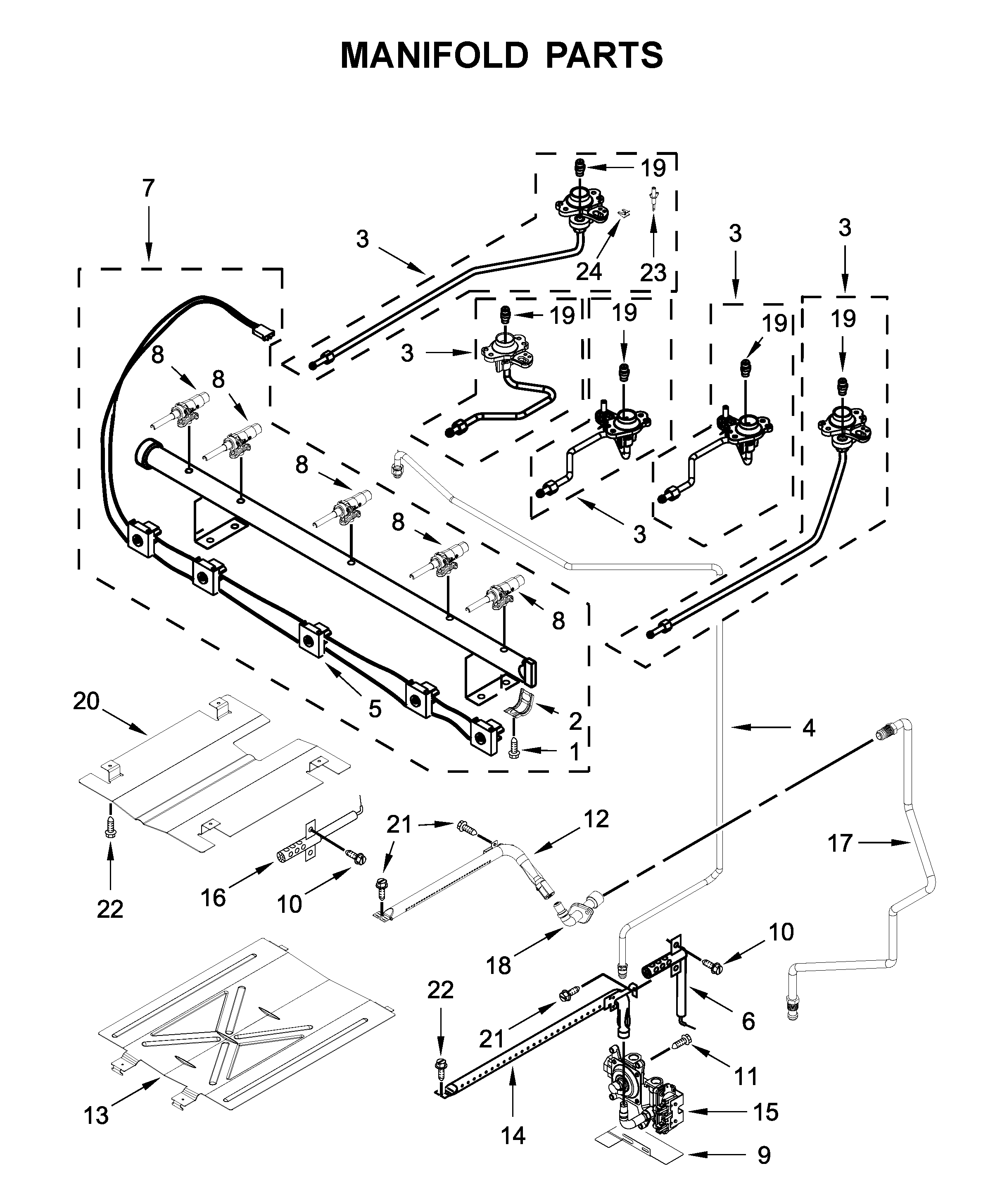 Whirlpool WFG525S0JW1 manifold parts diagram