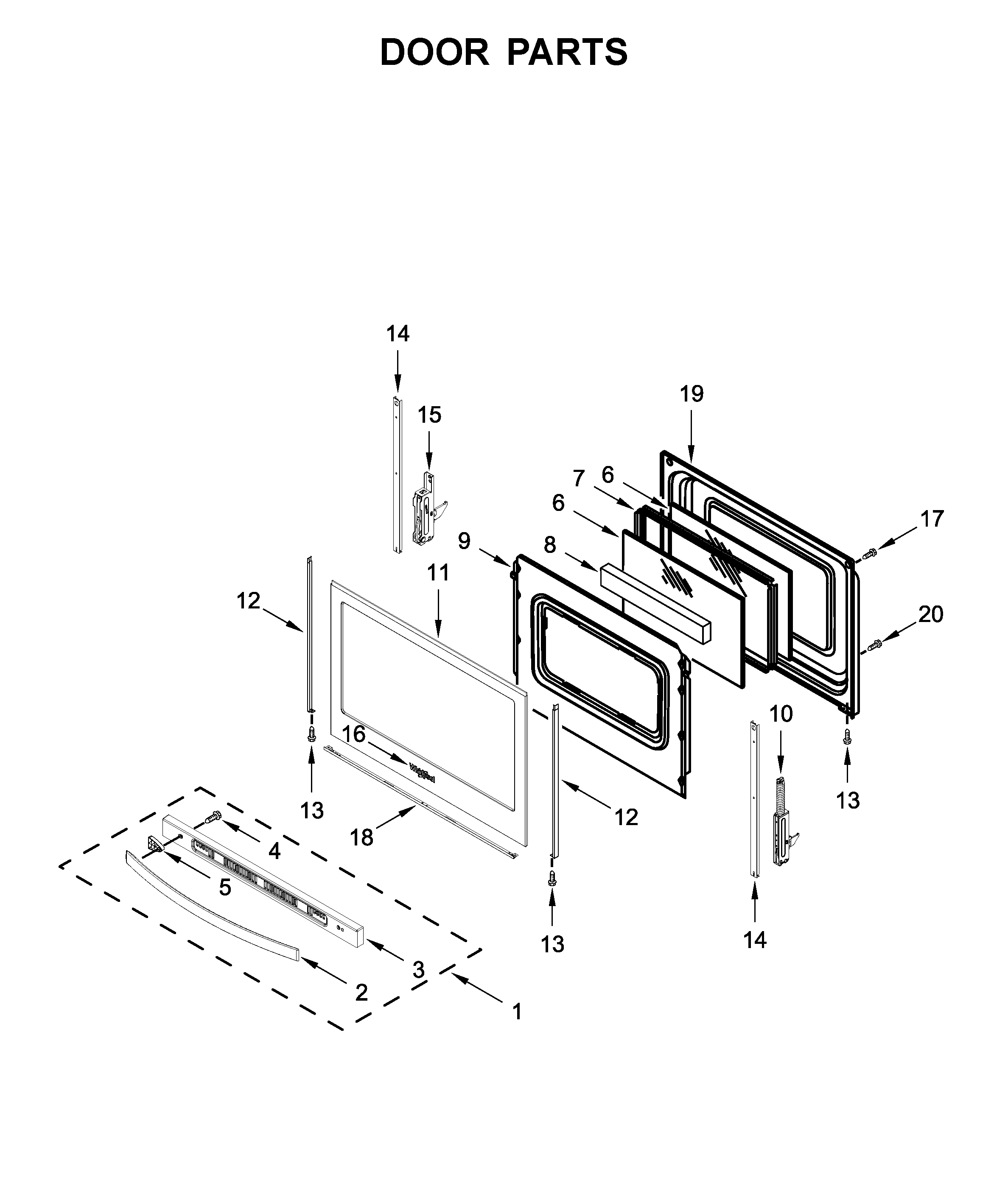 Whirlpool WFG525S0JW1 door parts diagram