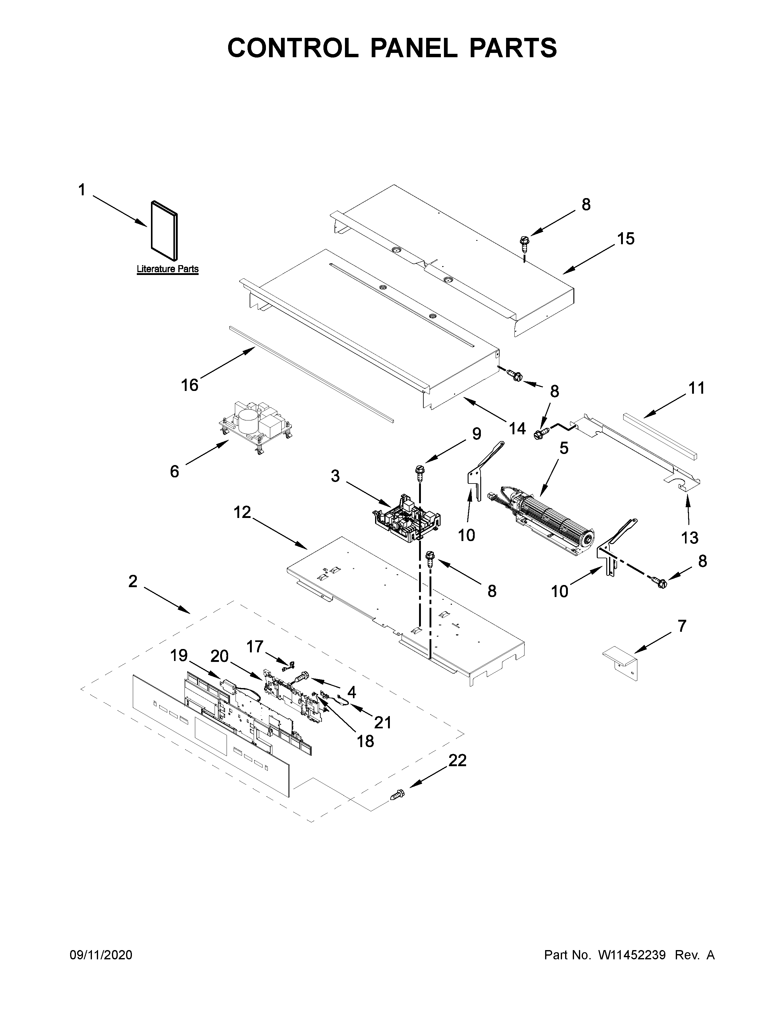 Jenn-Air JJW3430IM01 control panel parts diagram