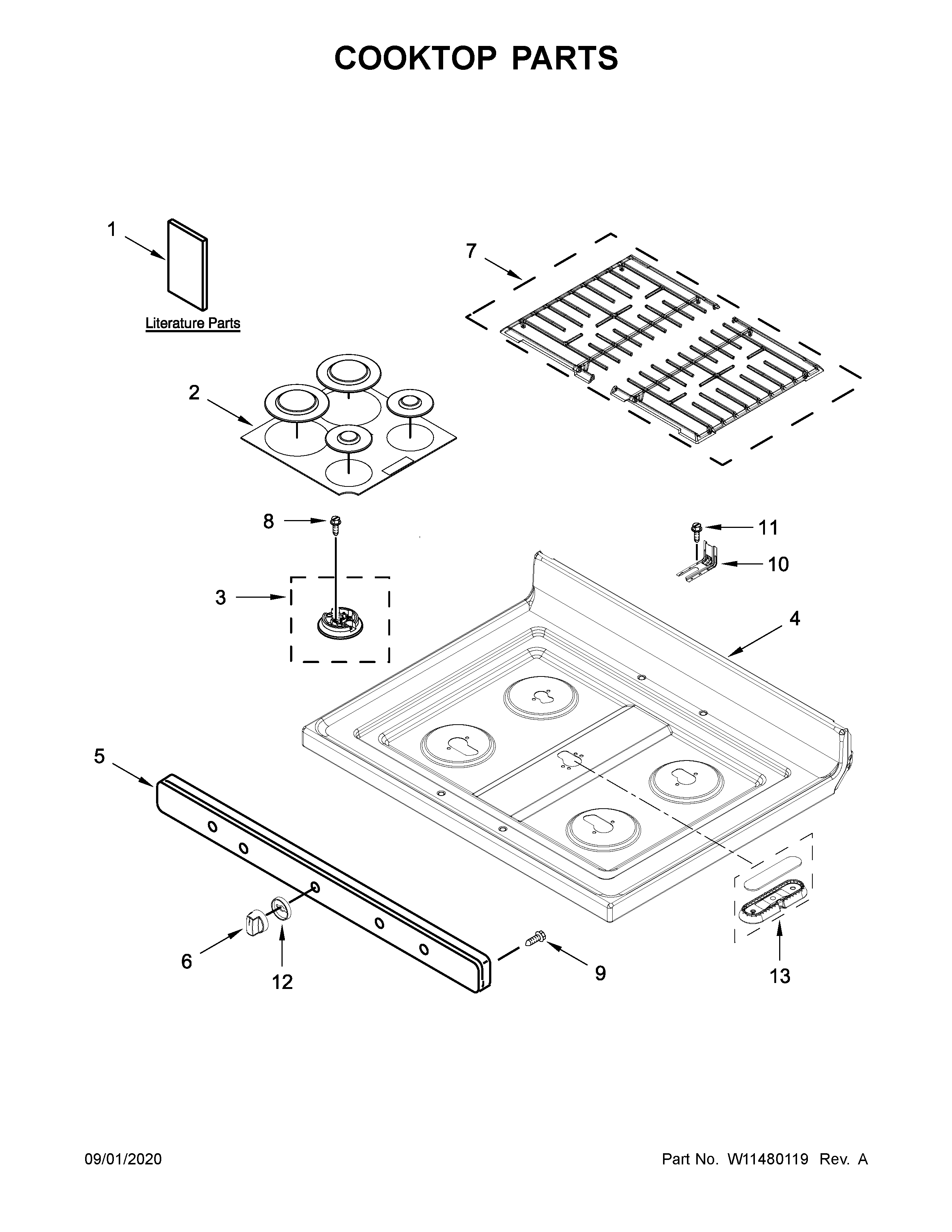 Maytag MGR6600FW2 cooktop parts diagram