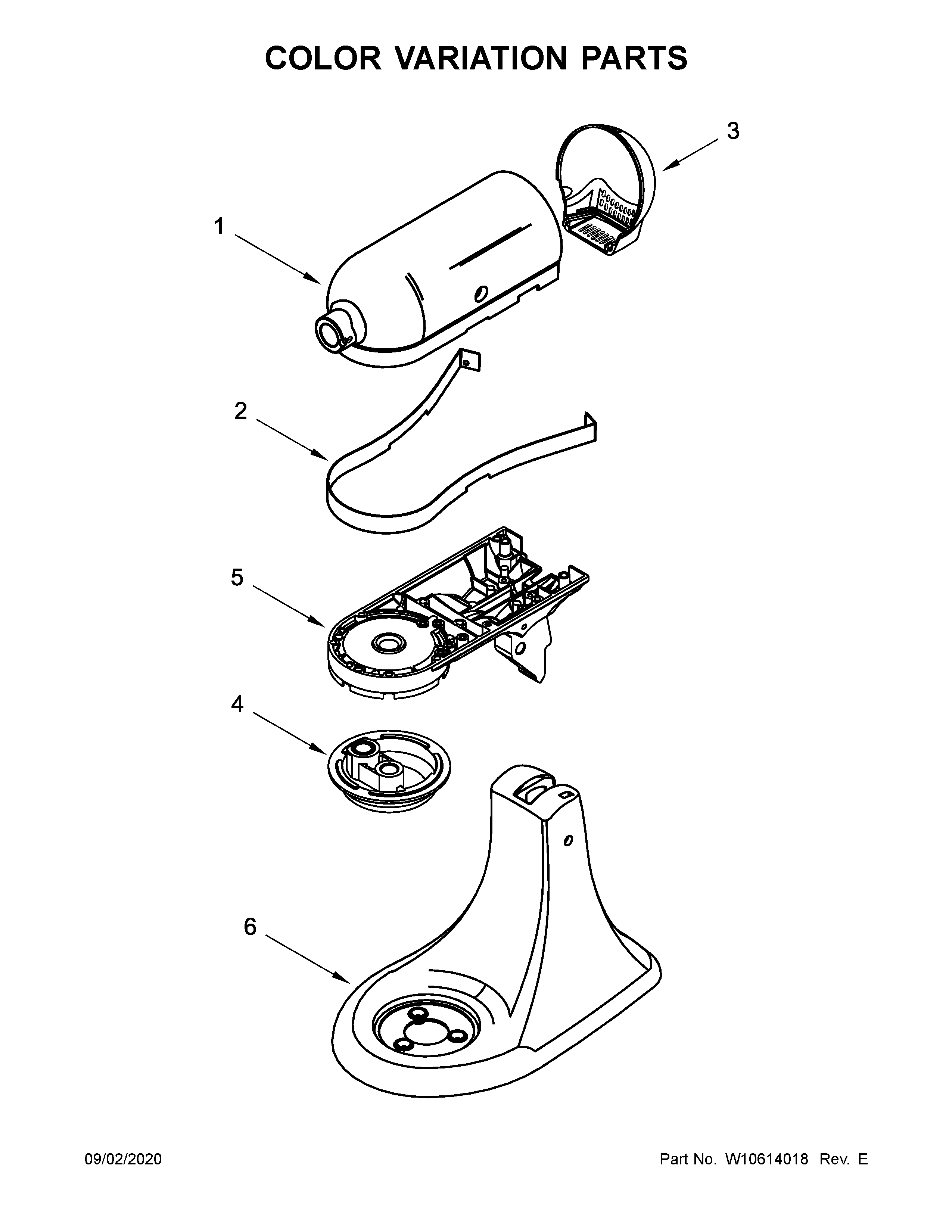 KitchenAid KSM153PSQER0 color variation parts diagram