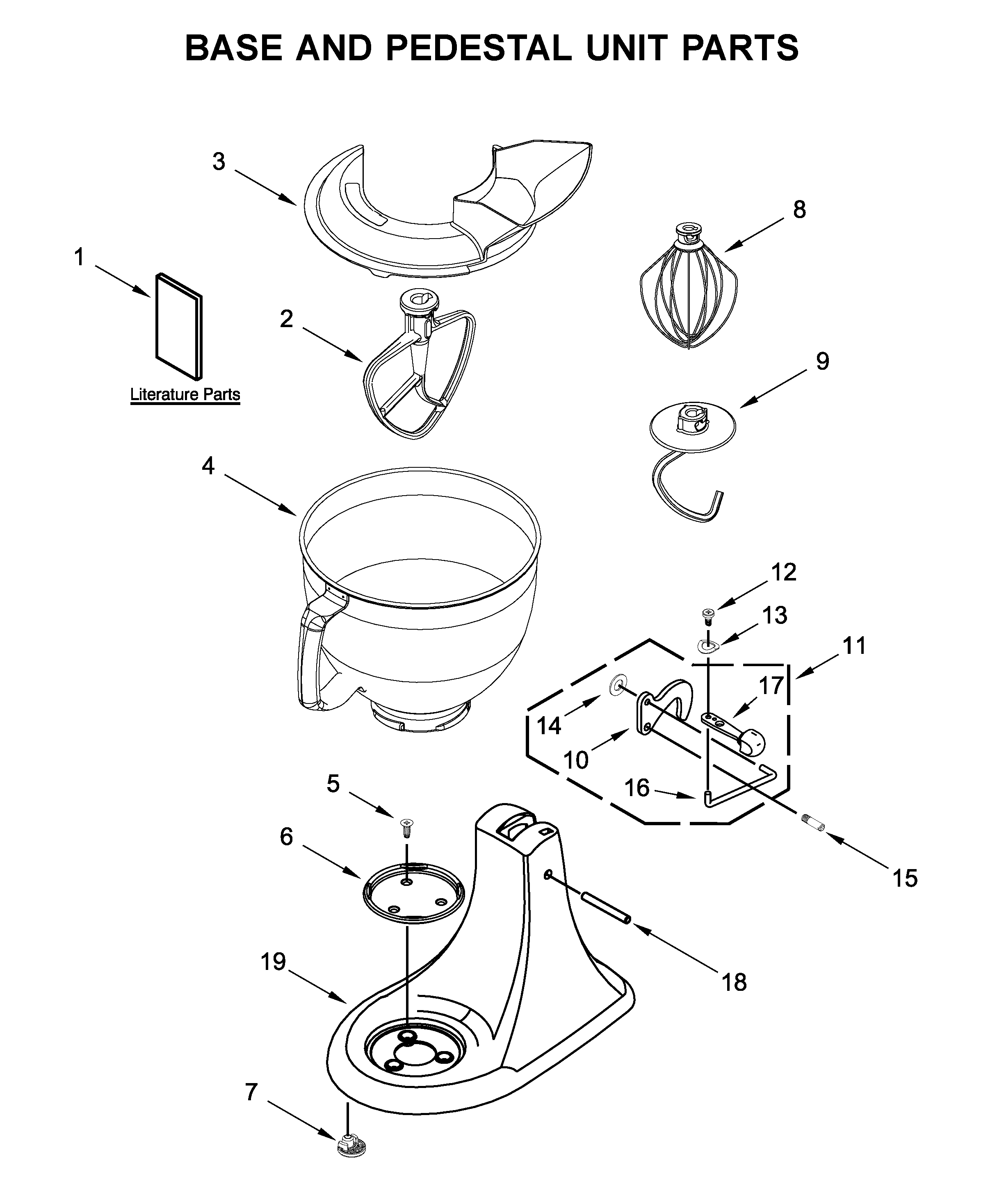 KitchenAid KSM153PSQER0 base and pedestal unit parts diagram