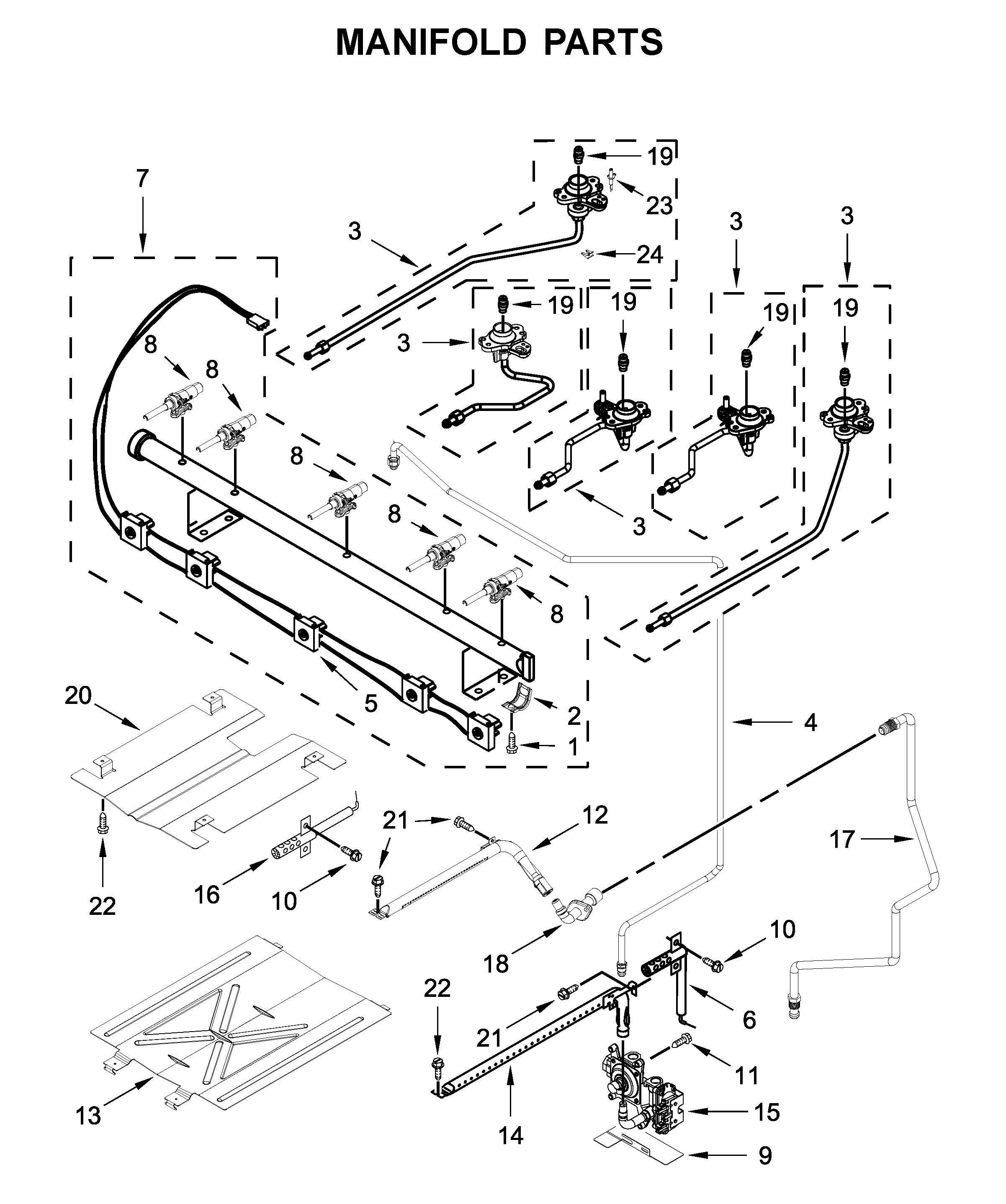 Whirlpool WFG525S0JV1 manifold parts diagram