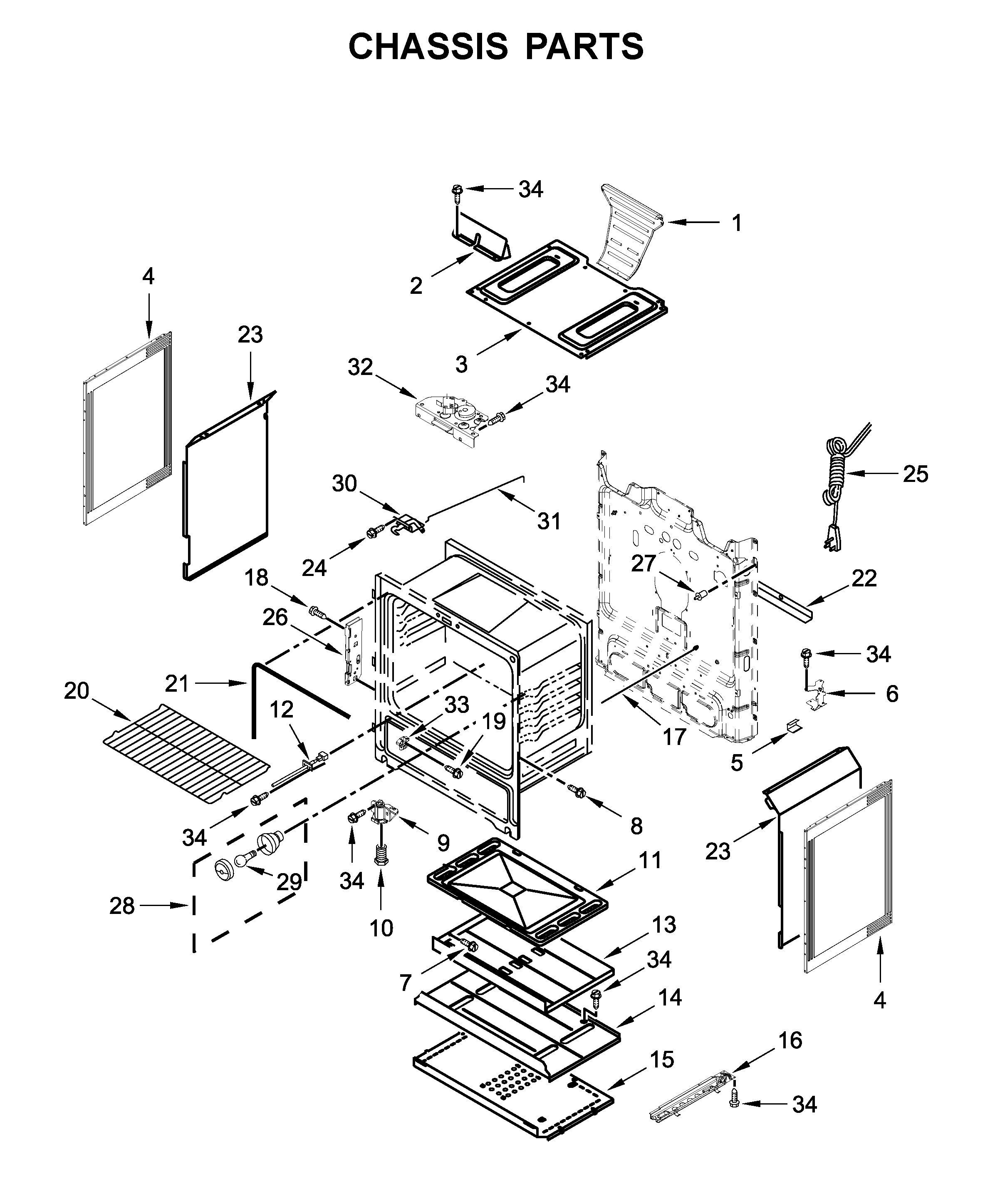 Whirlpool WFG525S0JV1 chassis parts diagram