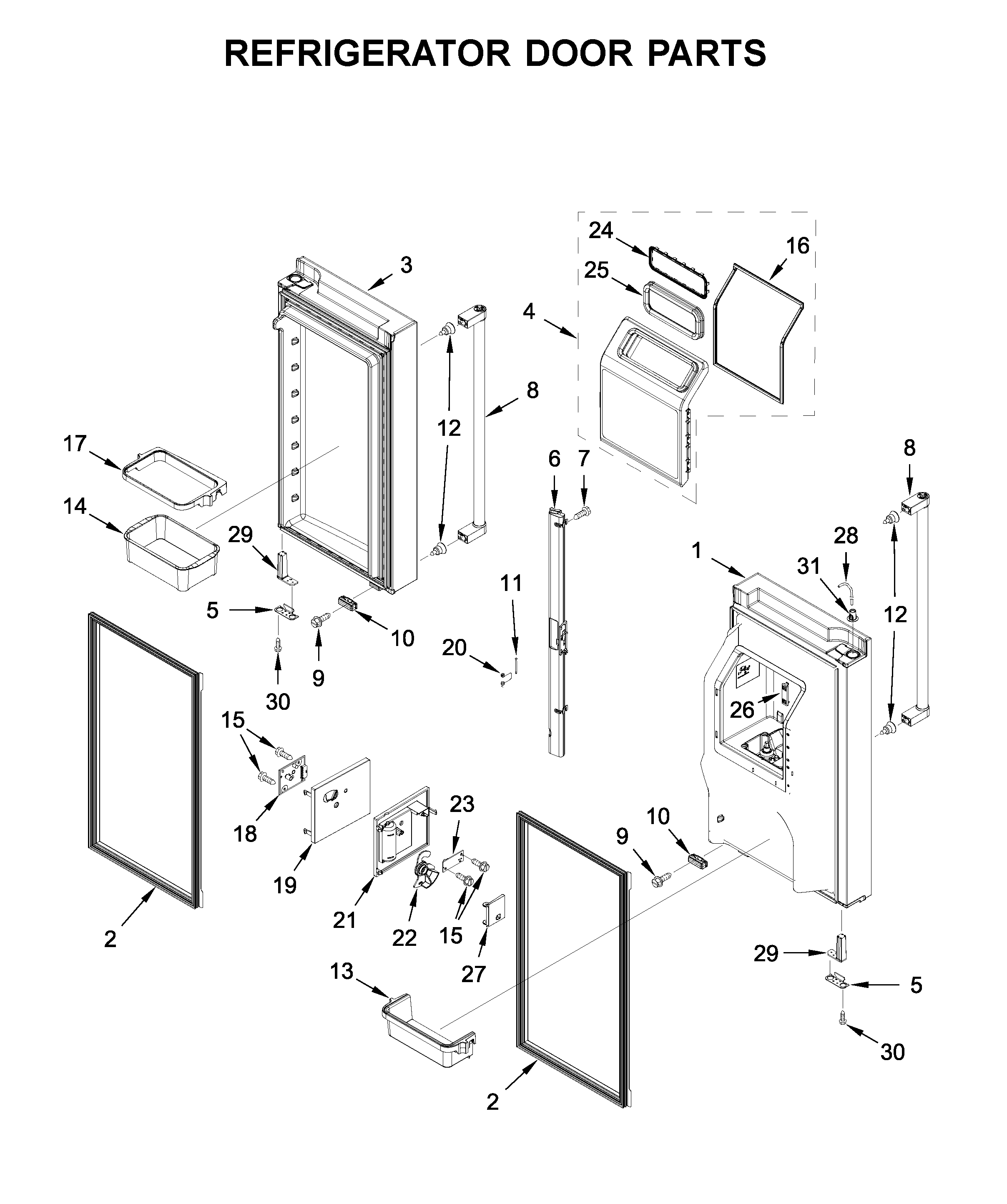 KitchenAid KRMF706ESS04 refrigerator door parts diagram