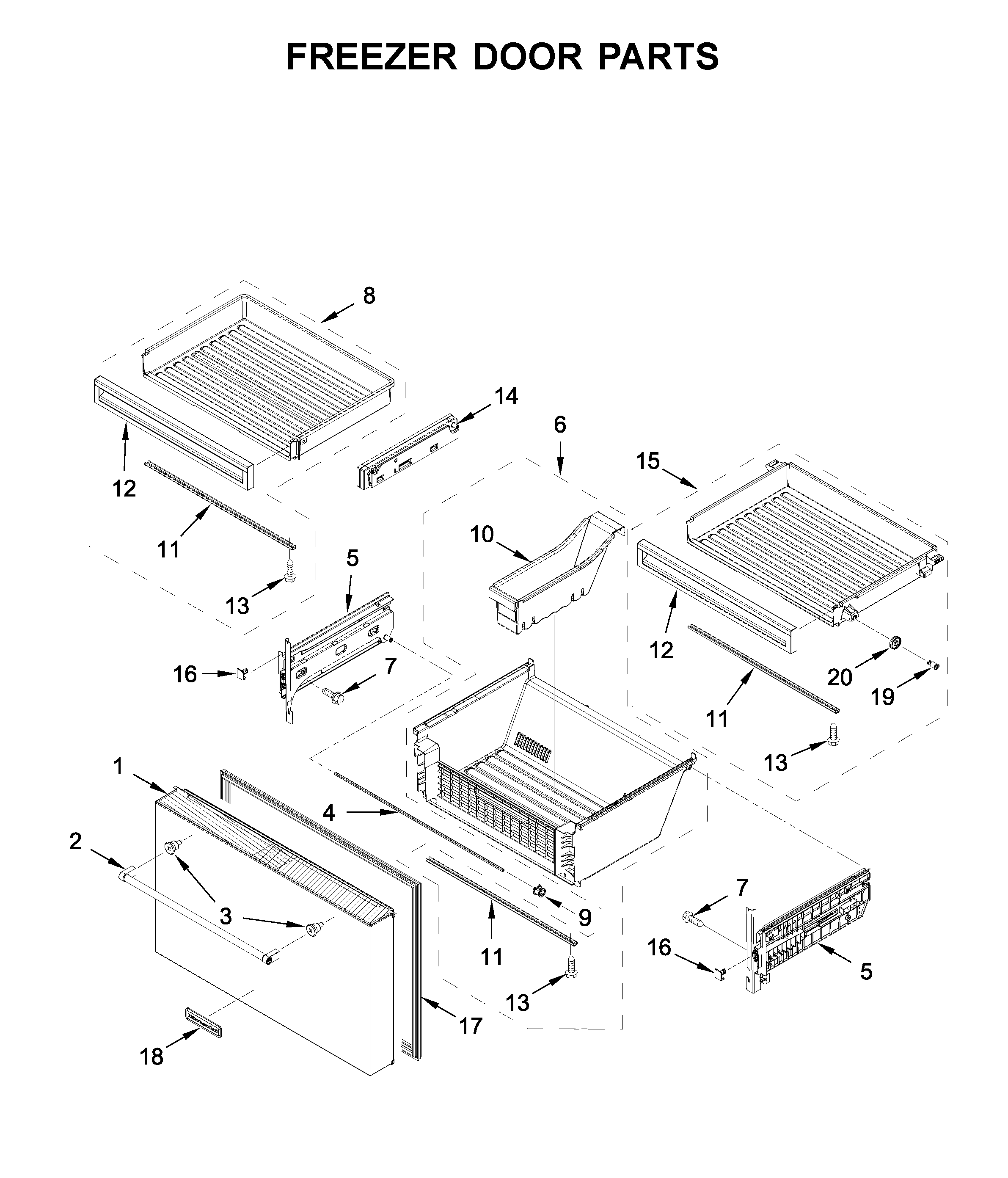 KitchenAid KRMF706ESS04 freezer door parts diagram
