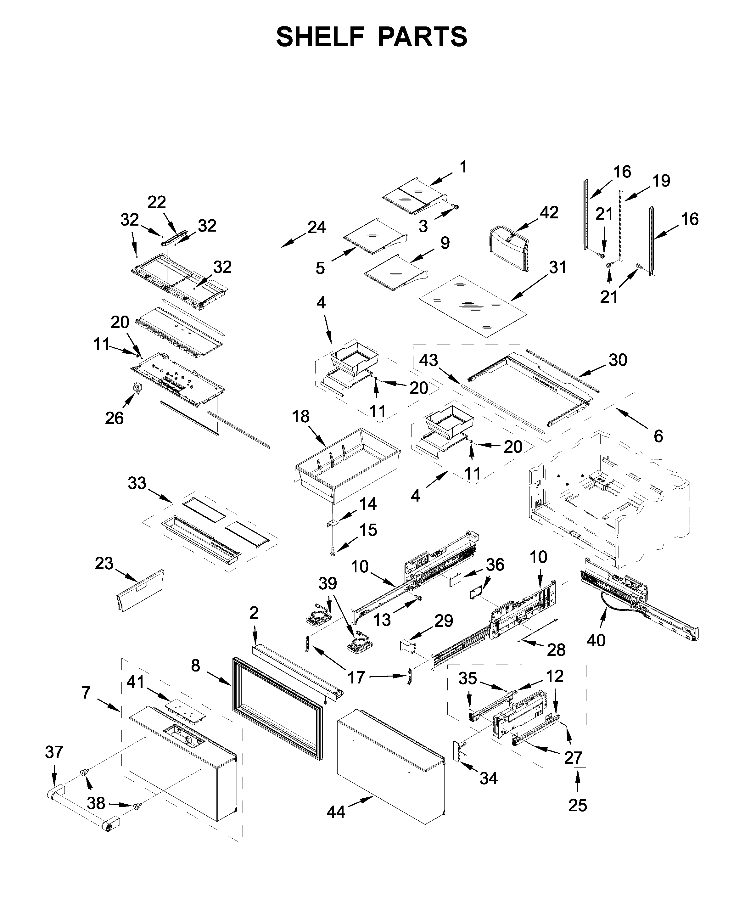 KitchenAid KRMF706ESS04 shelf parts diagram