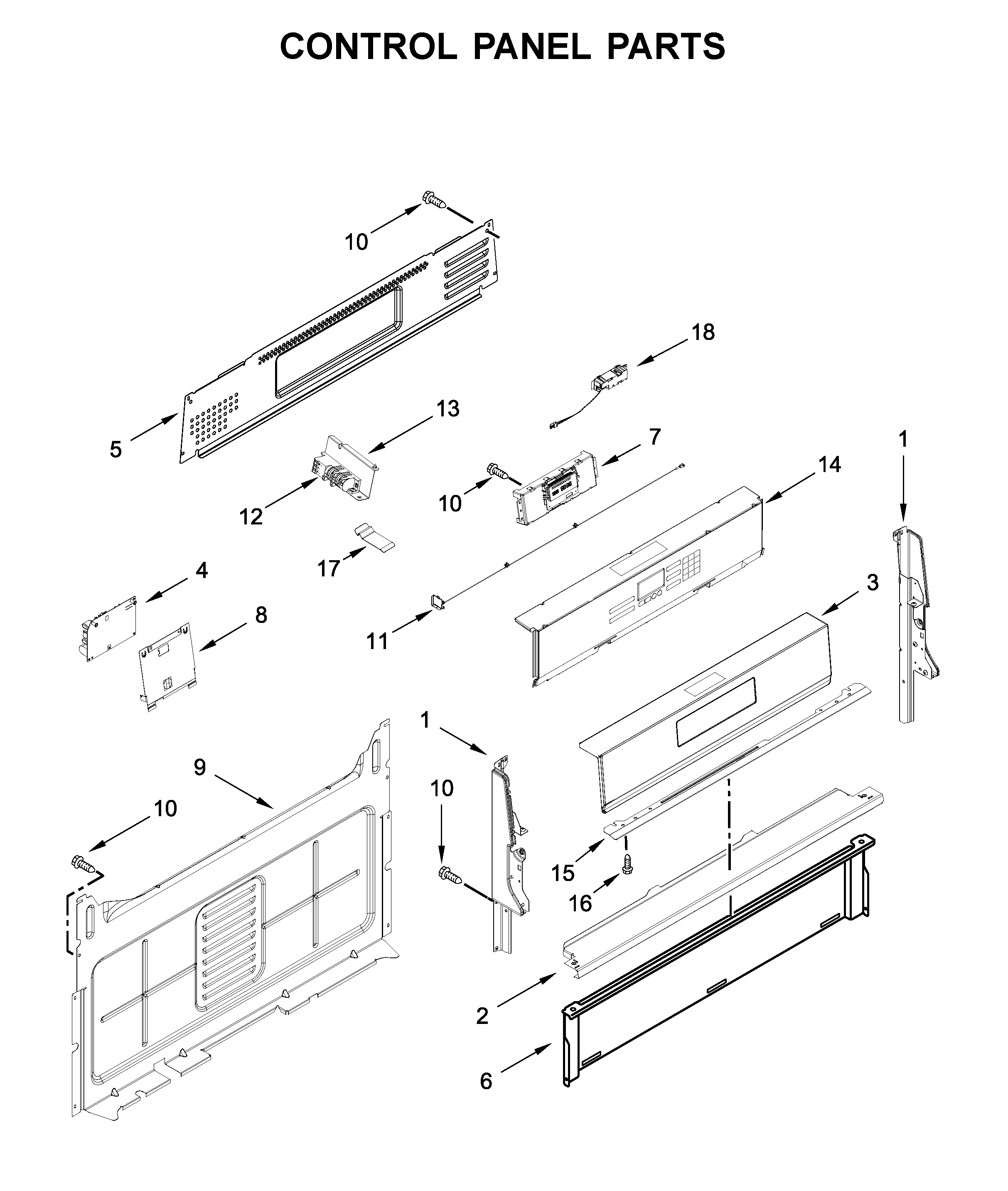 Whirlpool WFG975H0HV1 control panel parts diagram