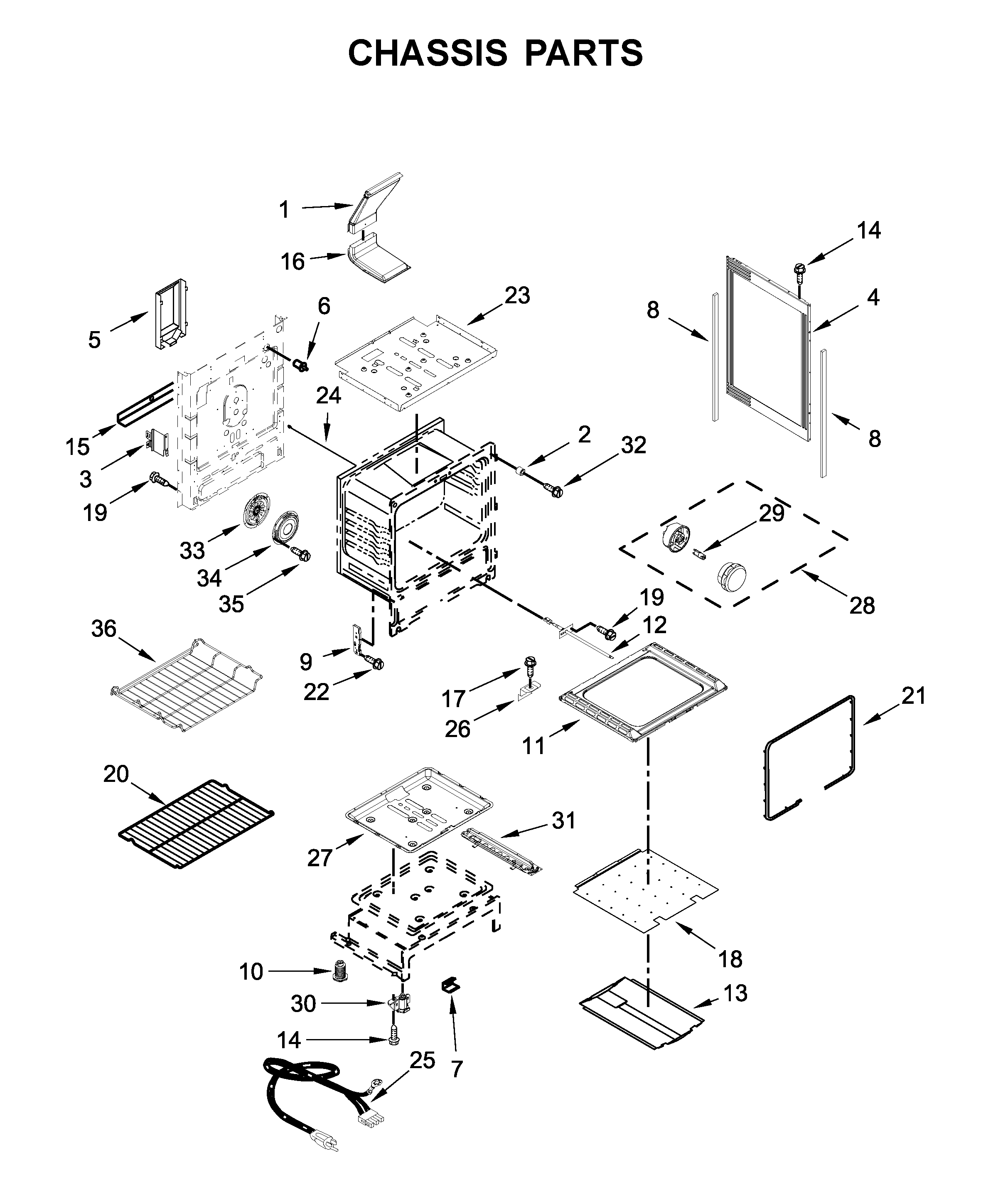 Whirlpool WFG975H0HV1 chassis parts diagram