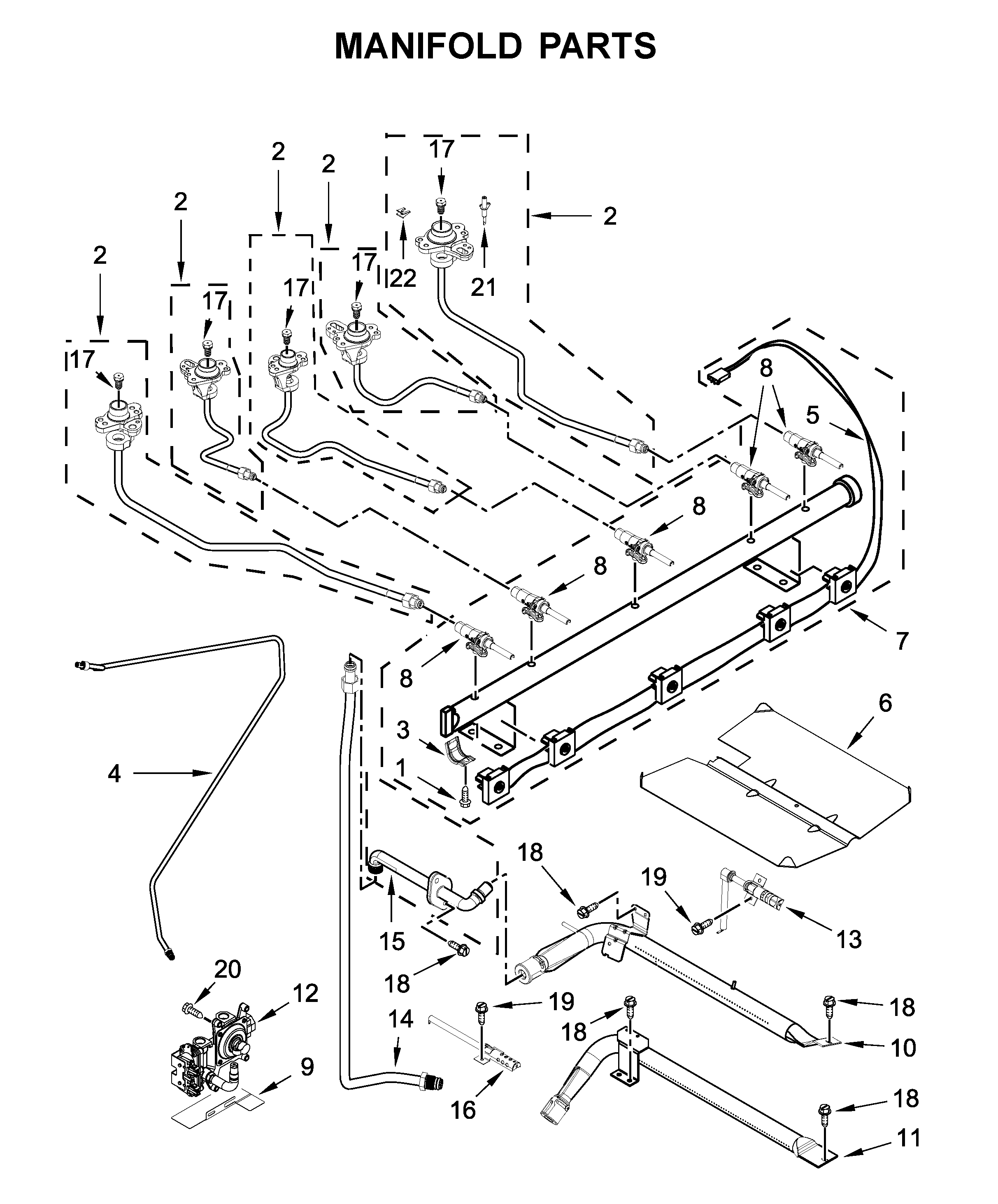 Whirlpool WFG975H0HV1 manifold parts diagram