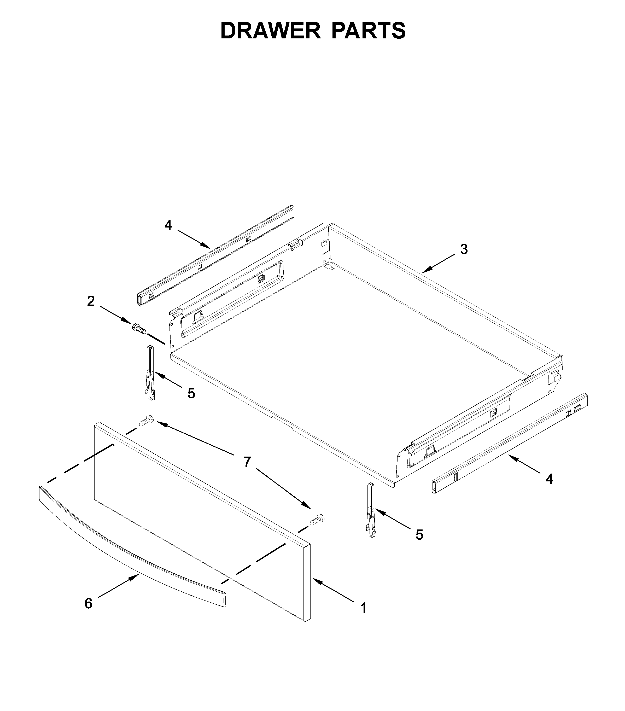 Whirlpool WFG975H0HV1 drawer parts diagram