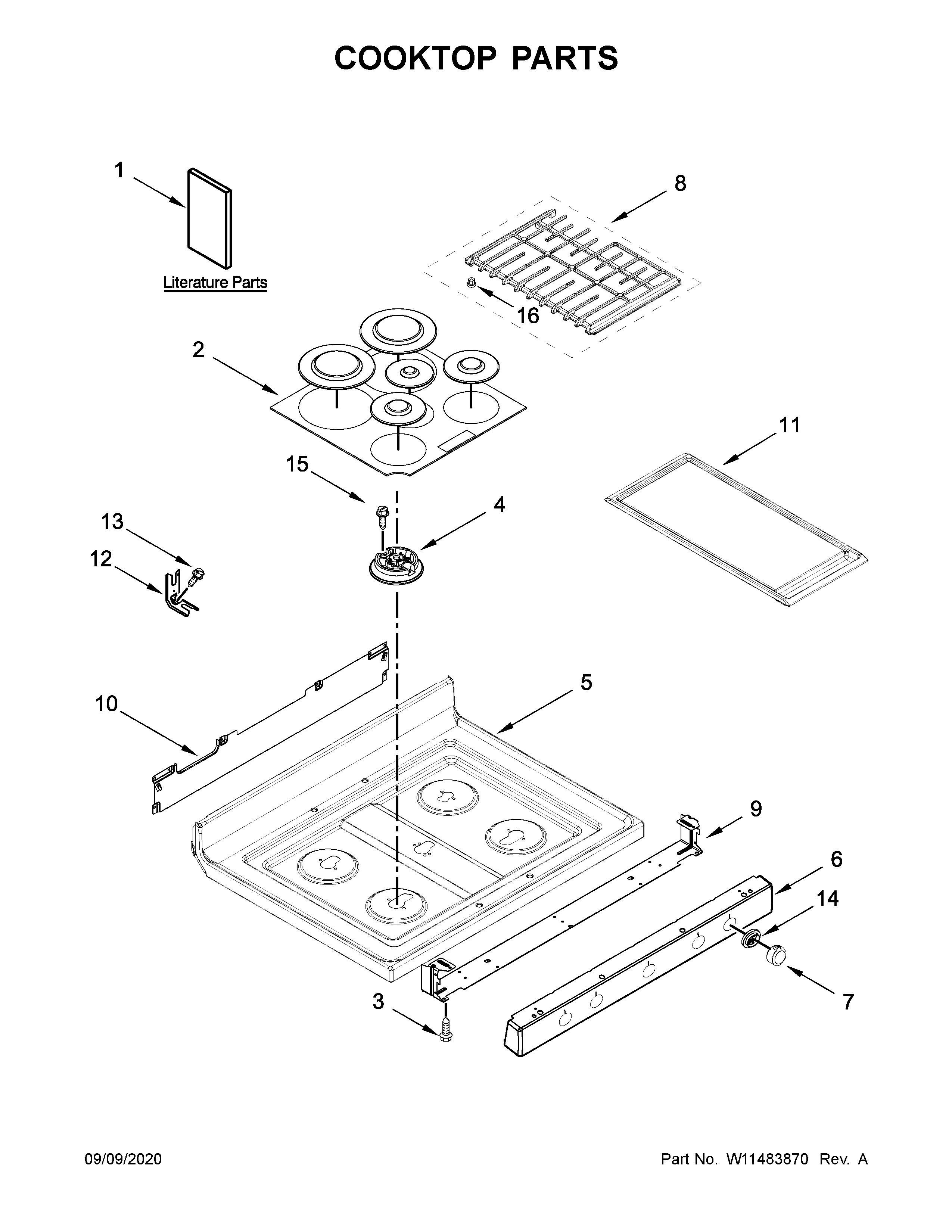 KitchenAid KFGG500EWH3 cooktop parts diagram