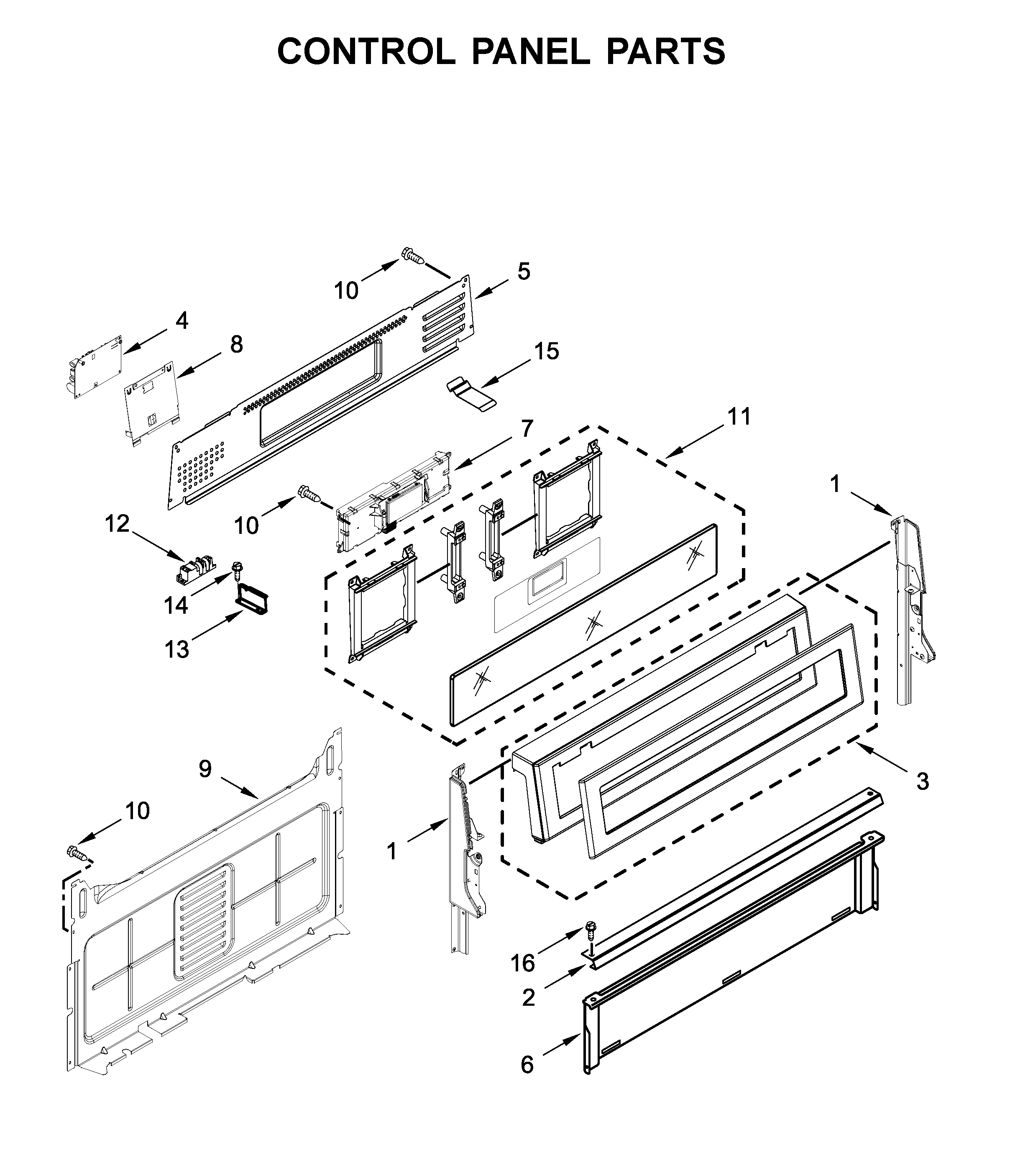 KitchenAid KFGG500EWH3 control panel parts diagram