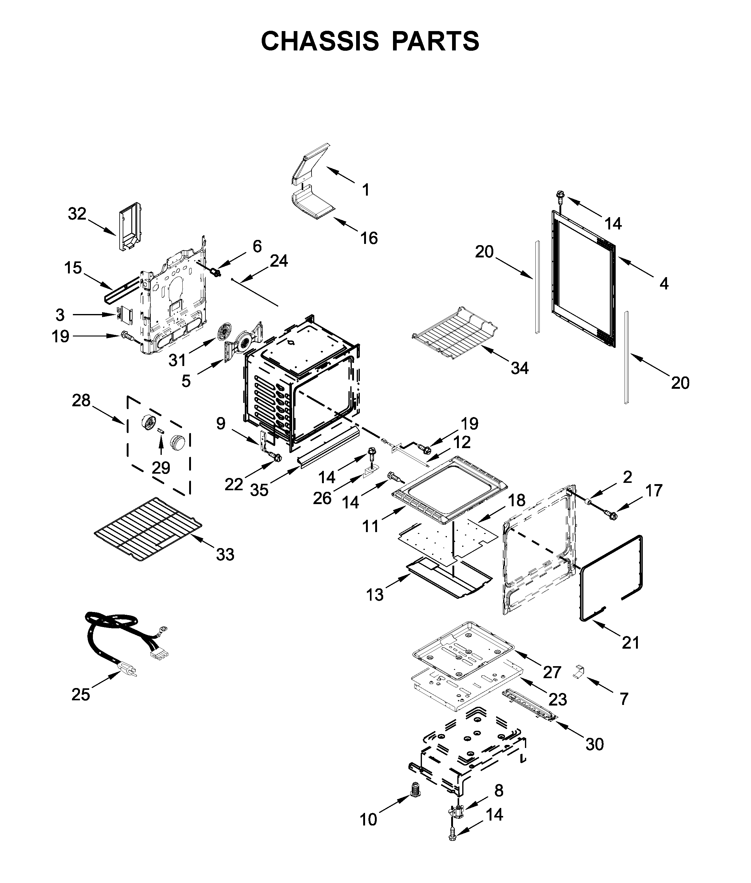 KitchenAid KFGG500EWH3 chassis parts diagram