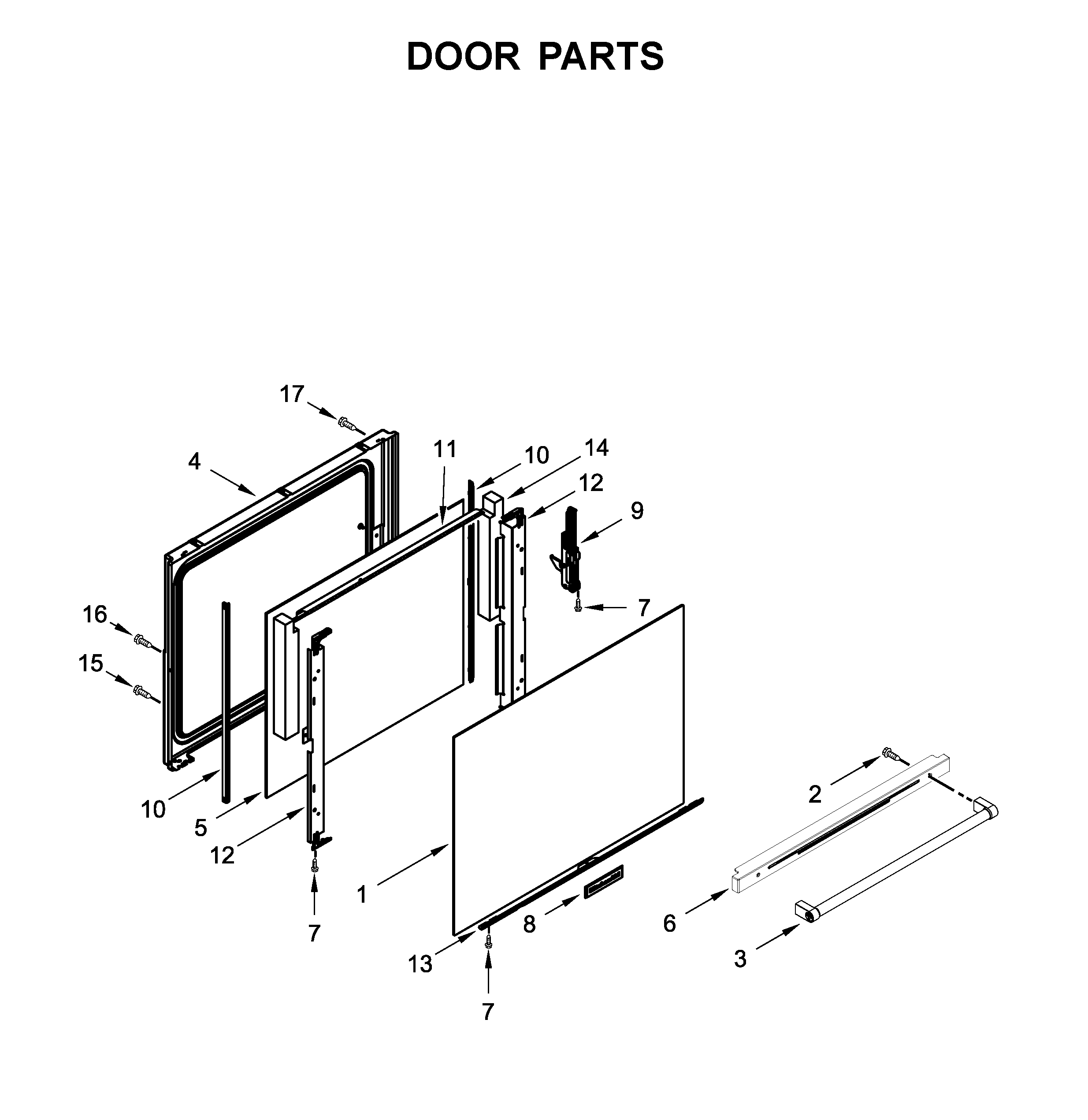 KitchenAid KFGG500EWH3 door parts diagram