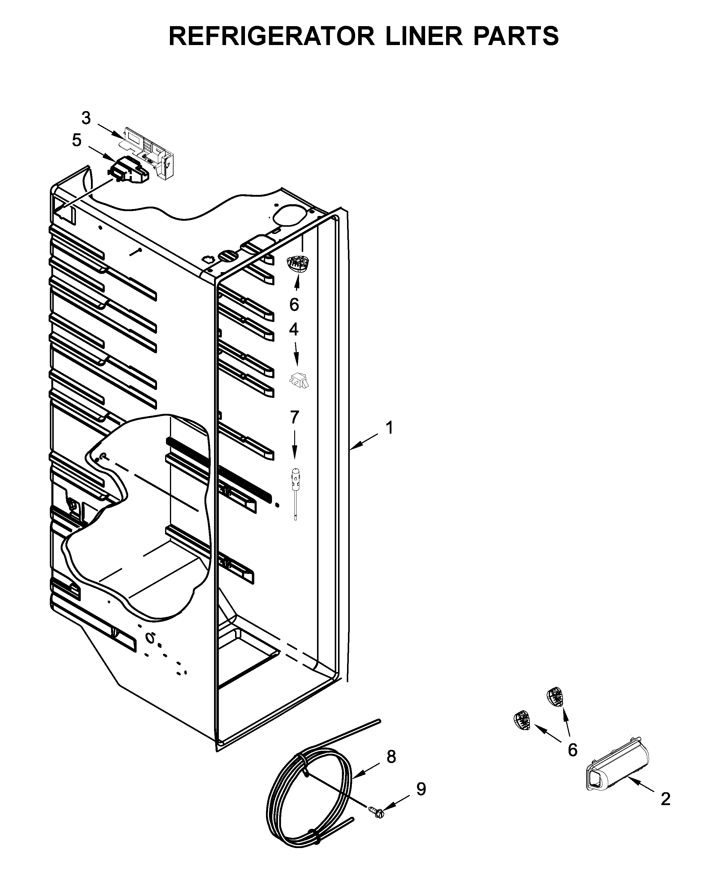Whirlpool WRS315SDHT05 refrigerator liner parts diagram