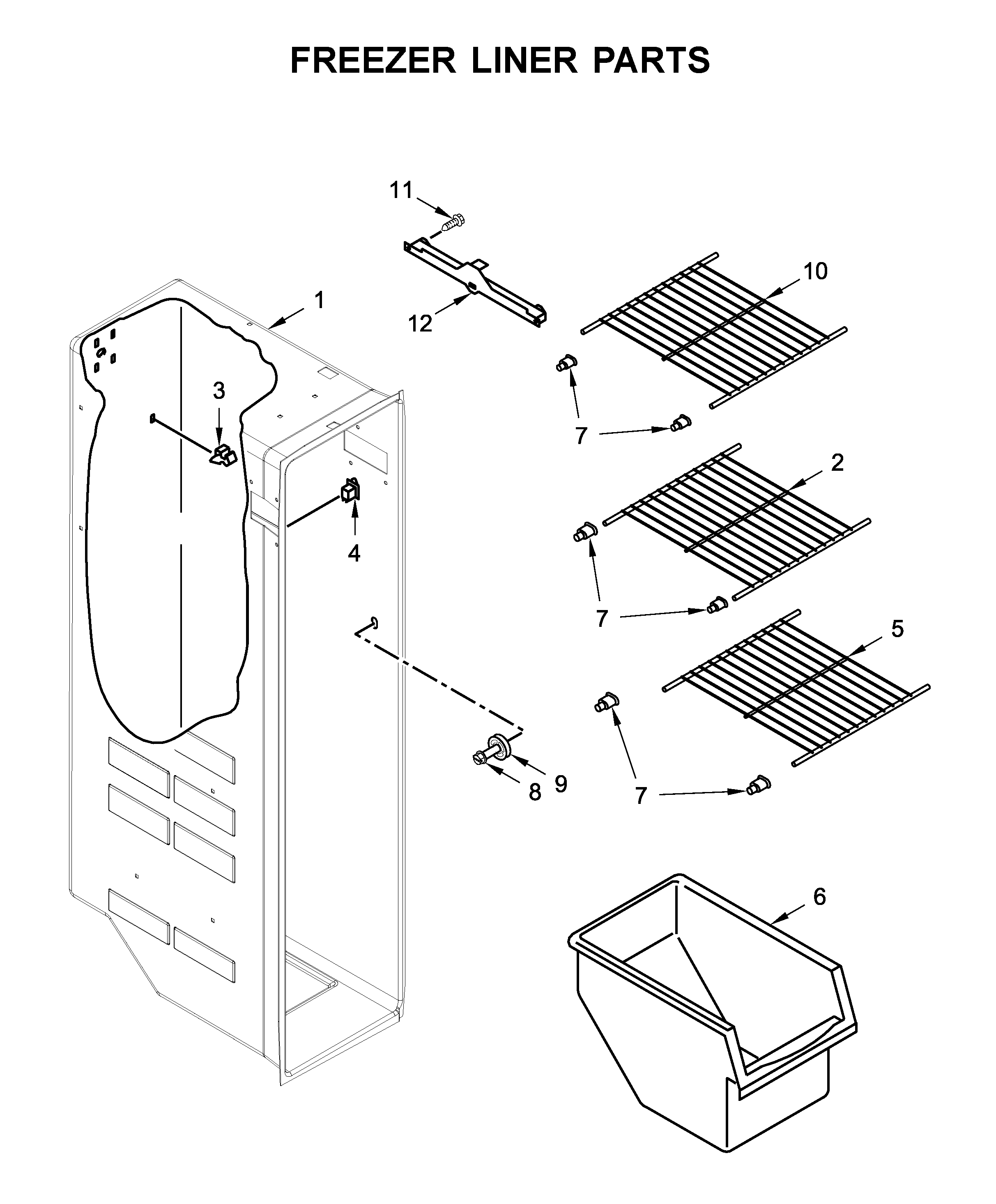 Whirlpool WRS315SDHT05 freezer liner parts diagram